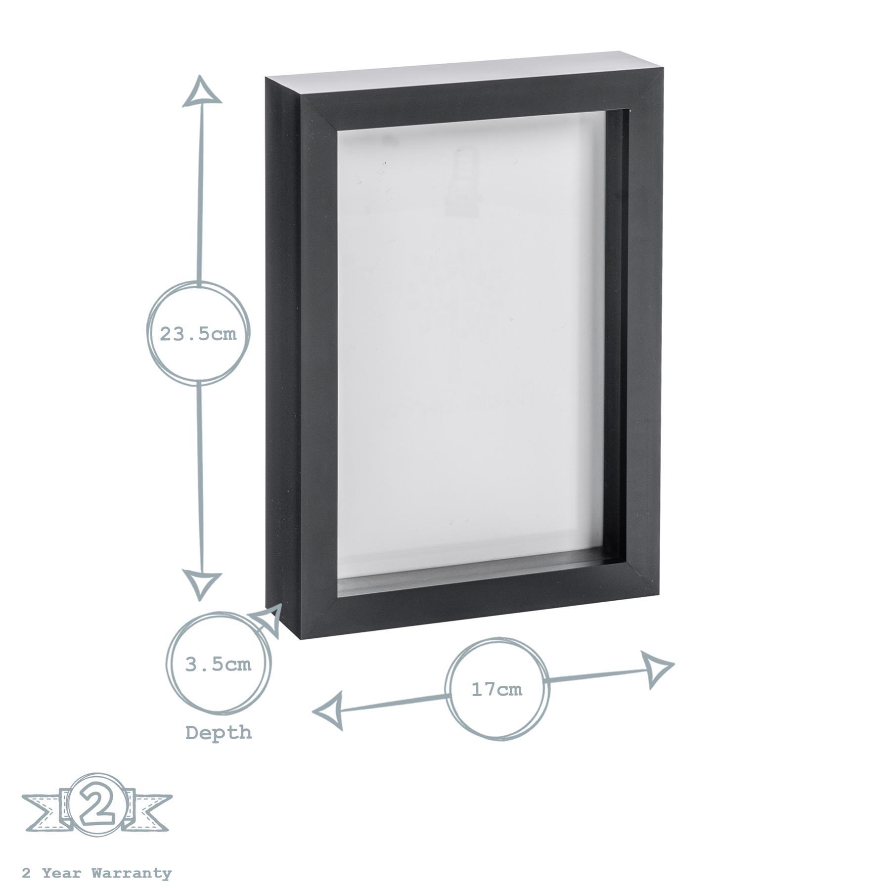 Nicola Spring Acrylic Box Photo Frame - Black - 6 x 8 (A5)