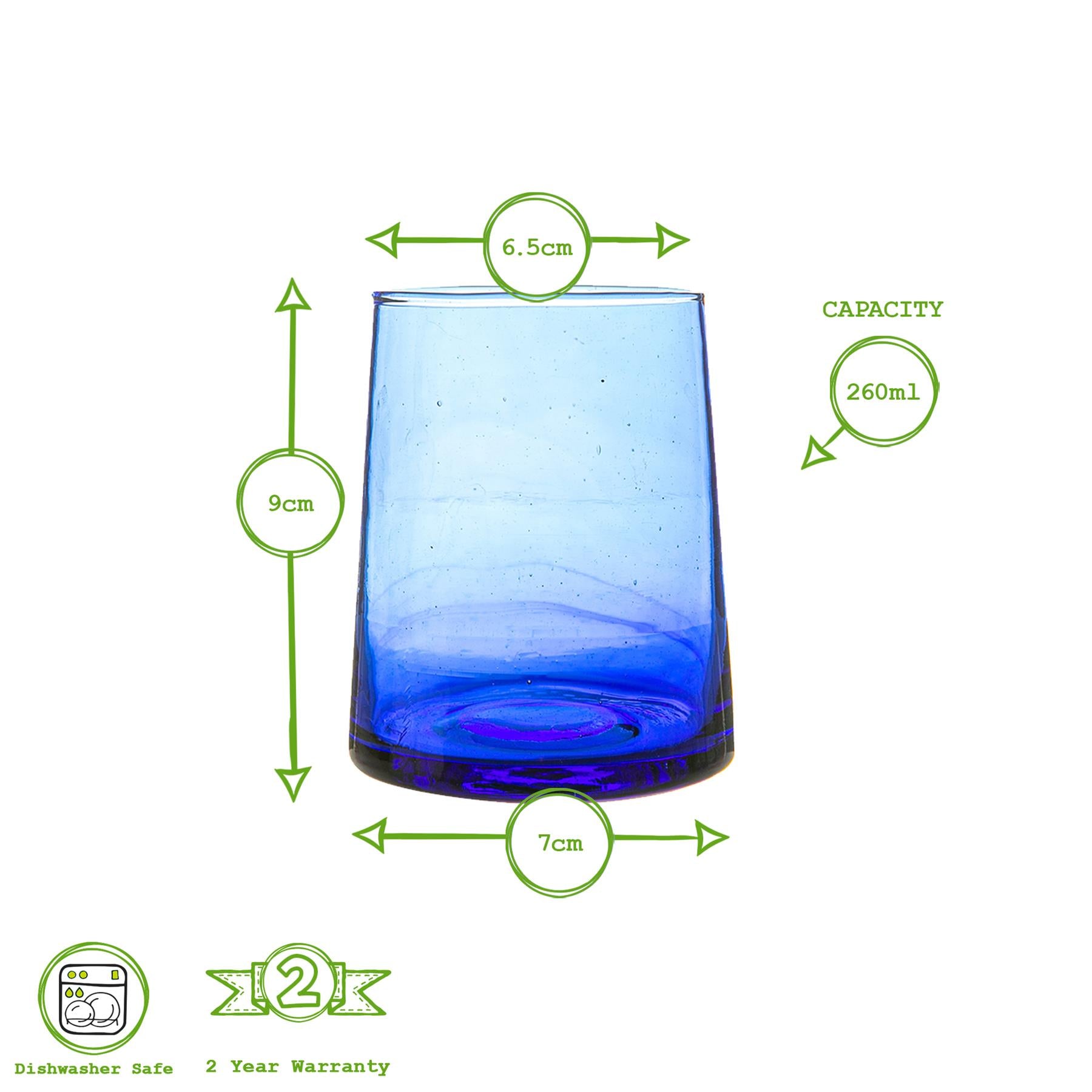 Merzouga Recycled Tumbler Glass - 260ml - Blue