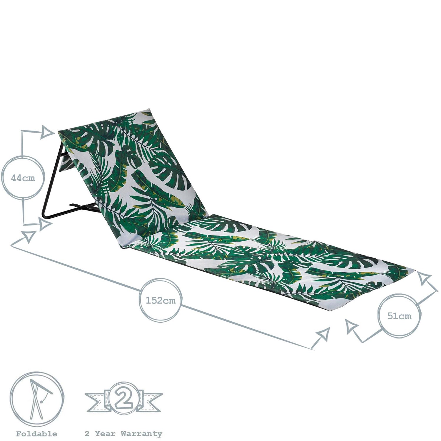 Harbour Housewares Folding Beach Lounger - Banana Leaf