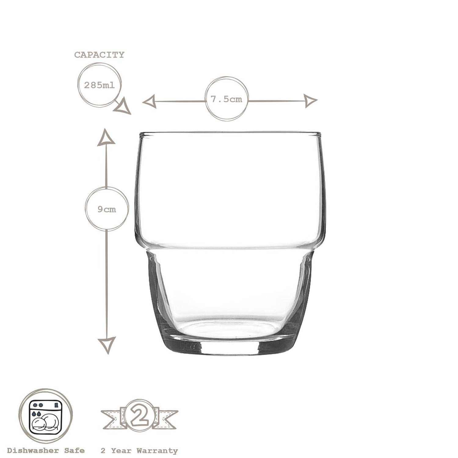 285ml Galata Stacking Tumbler Glass