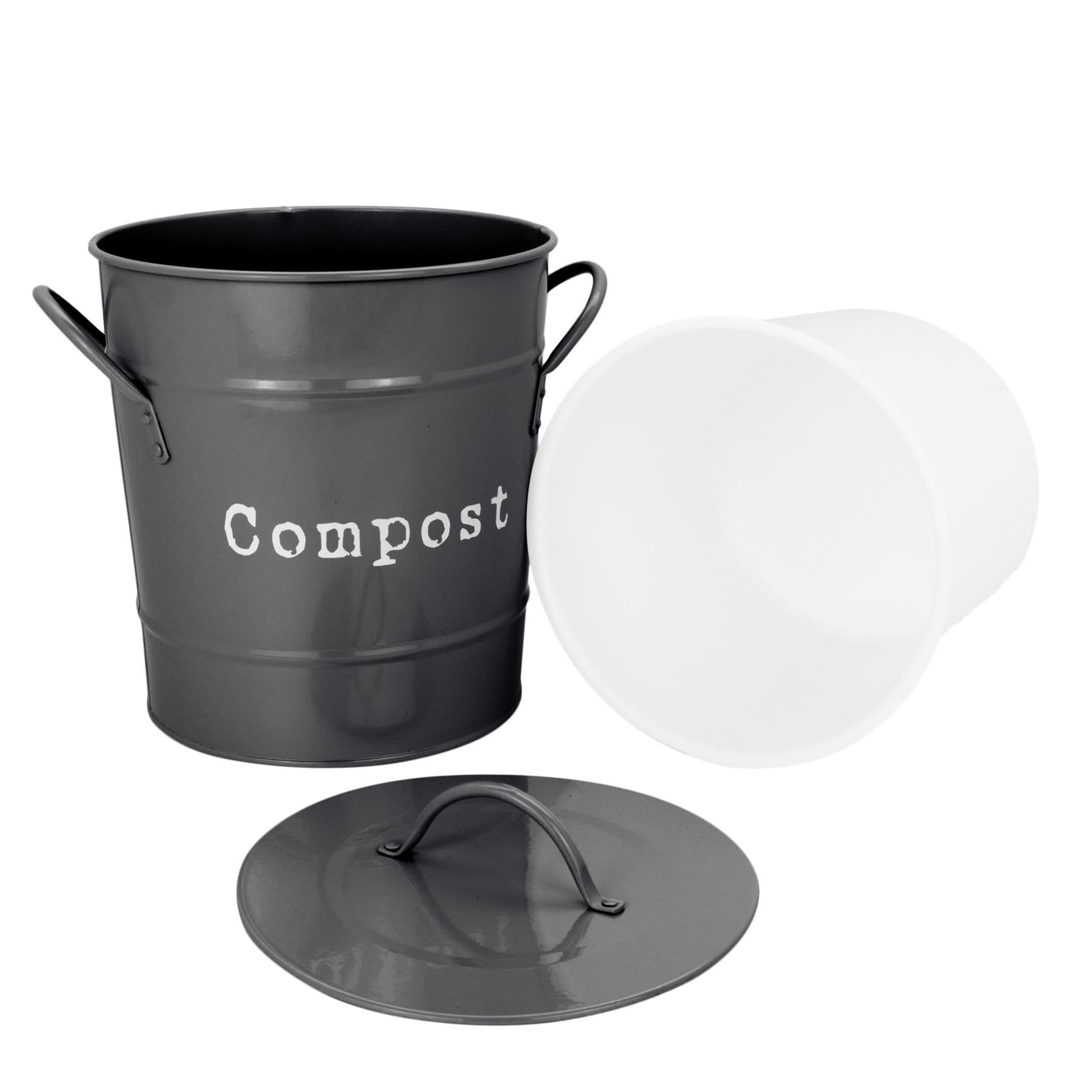 Harbour Housewares Vintage Kitchen Compost Bin With Lid in Metal Components