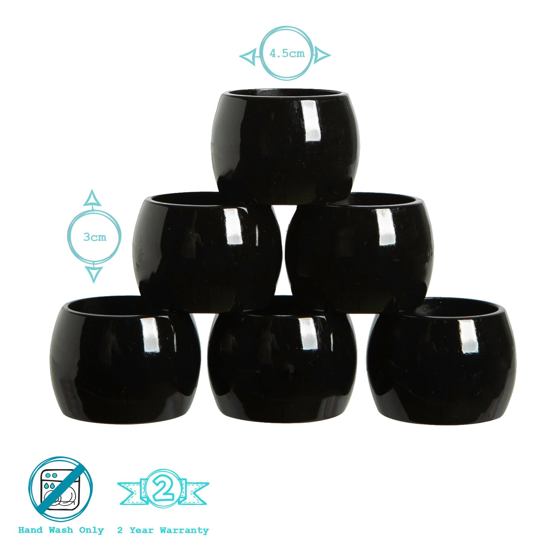 Metallic Napkin Ring - 4.5cm - Black
