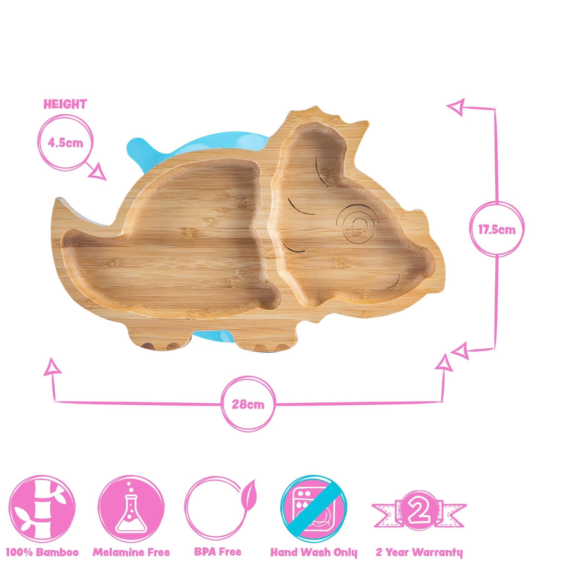 Navy Blue Dinosaur Bamboo Suction Plate