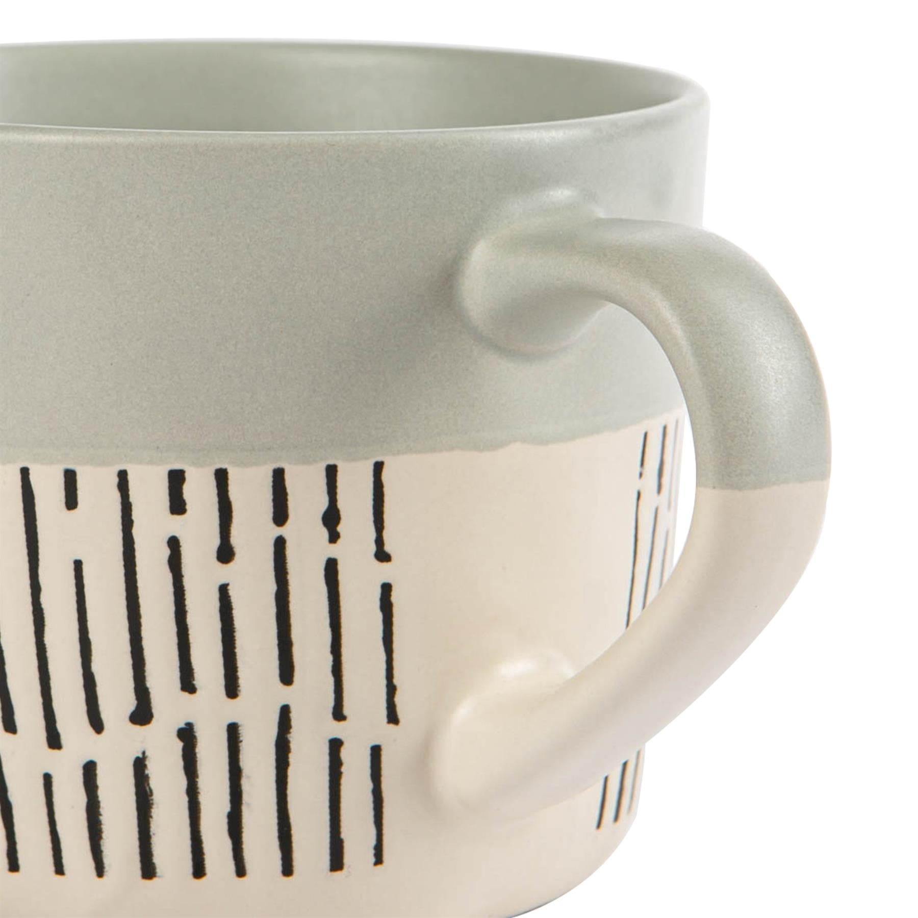 Dipped Dash Stoneware Coffee Mug - 450ml - Grey