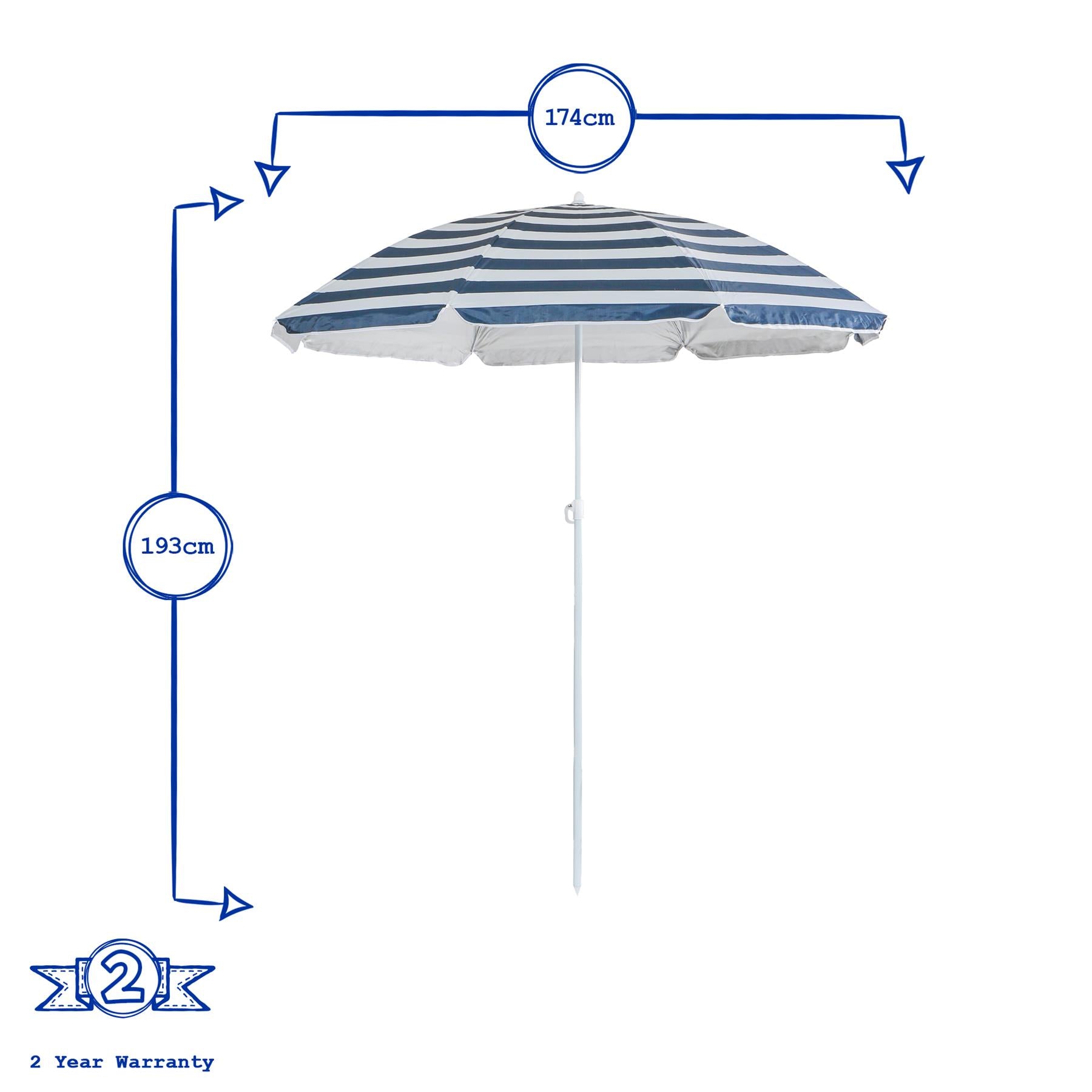 Red Stripe 1.8m Metal Beach Parasol