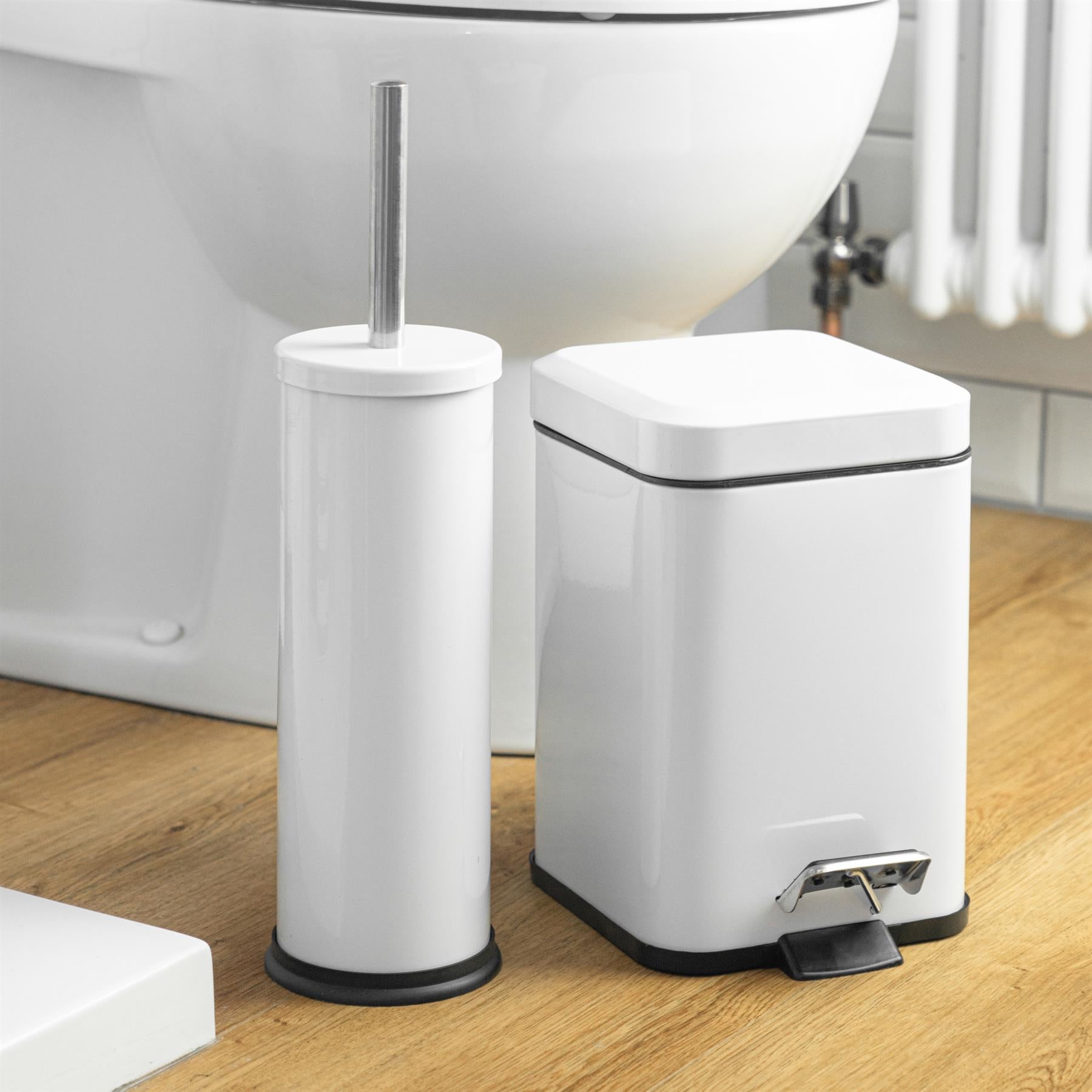 Harbour Housewares Bathroom Toilet Brush & Holder Set - White