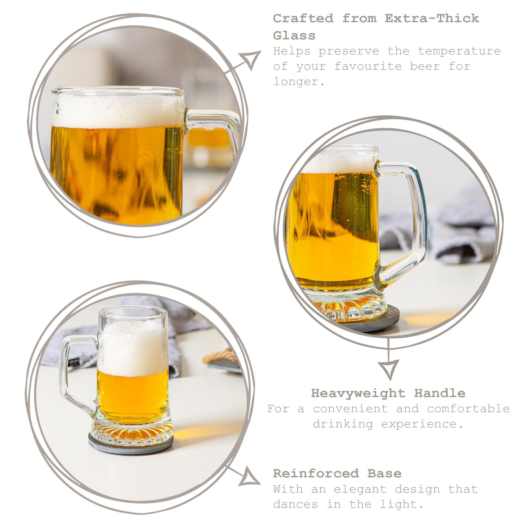 Stern Tankard Glass Beer Mug - 510ml