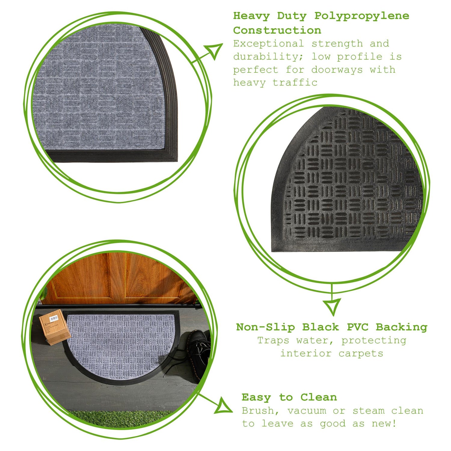 Heavy Duty Door Mat - 60 x 40cm - Grey