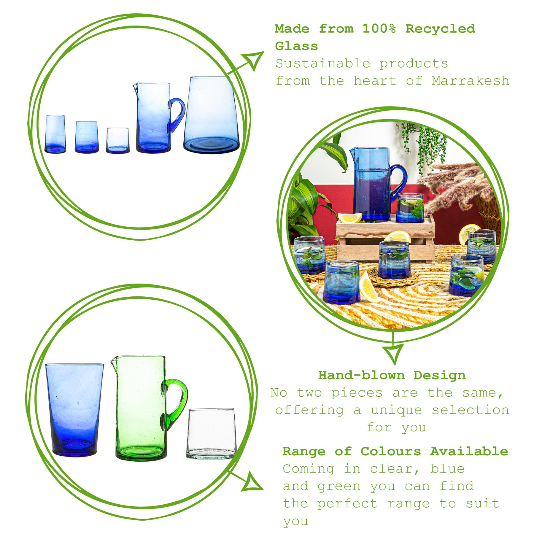 Jebel Recycled Glass Large Vase - 3.5L - Blue