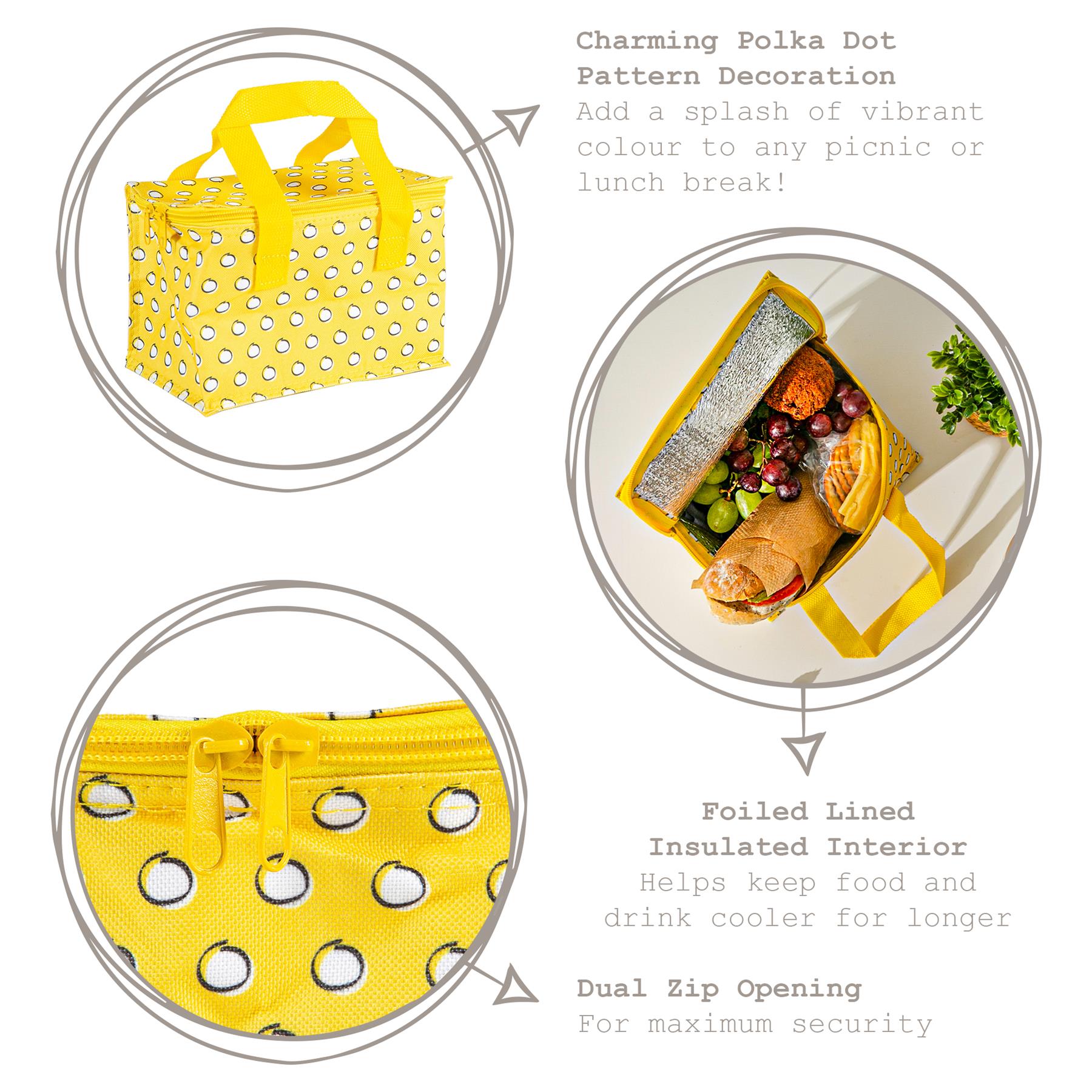 Insulated Lunch Bag - Mustard Polka