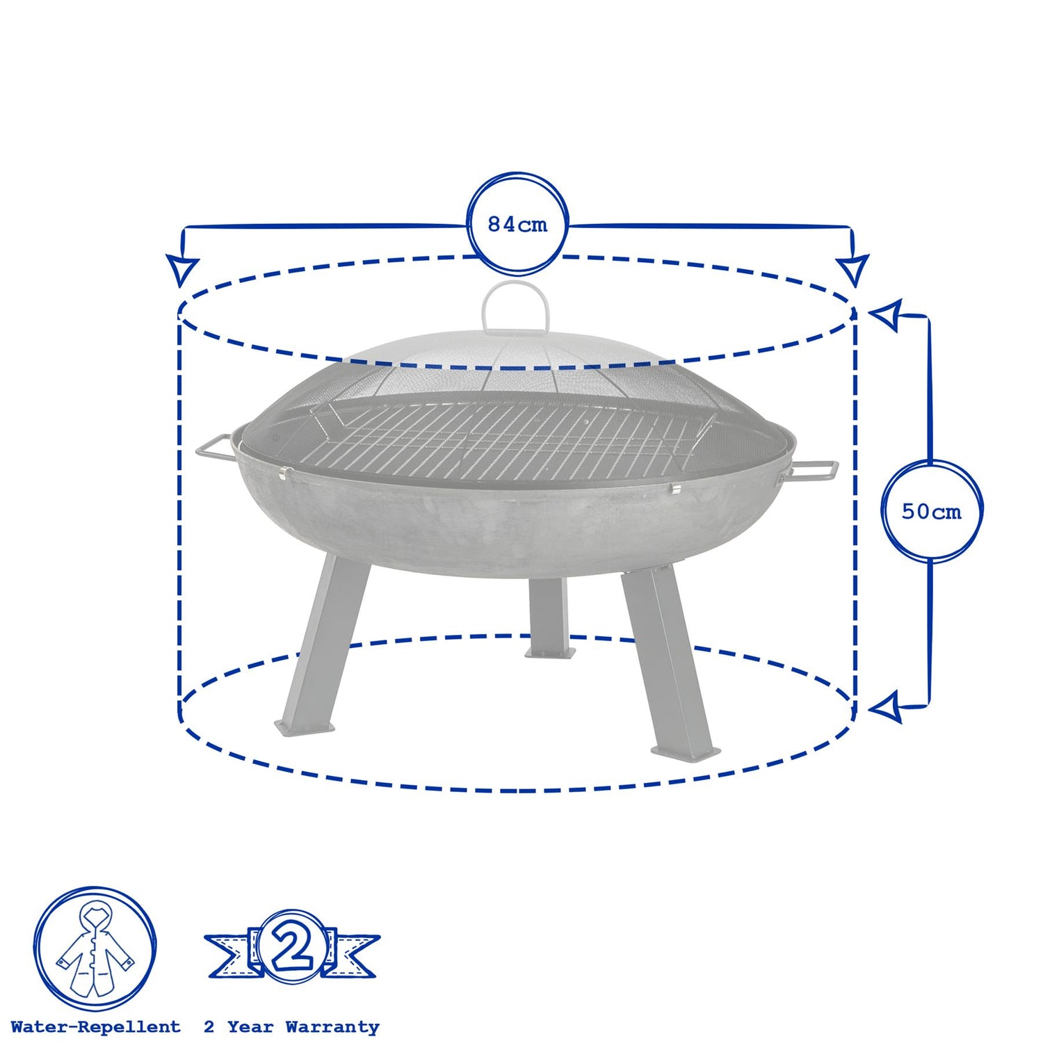 85cm Round Heavy-Duty Fire Pit Cover