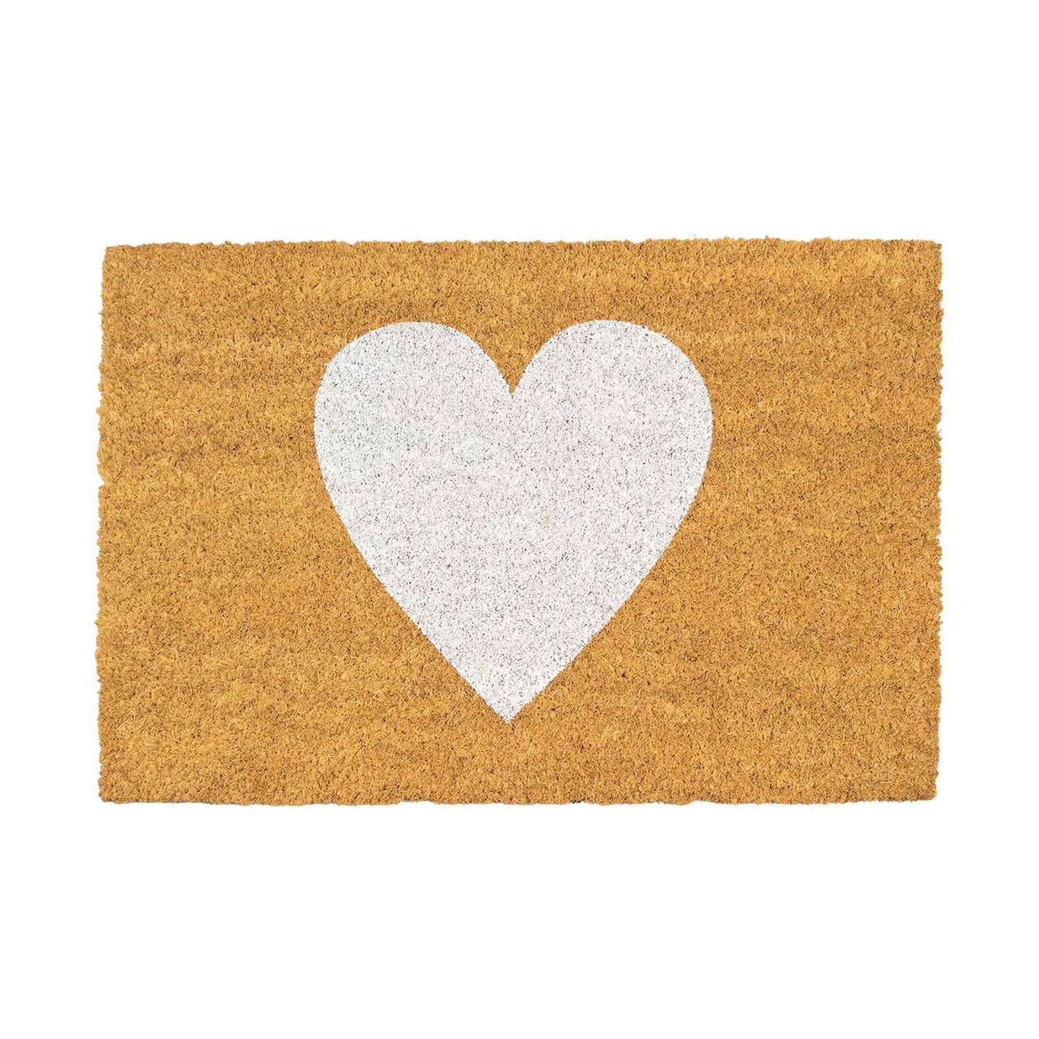 Nicola Spring Non-Slip Coir Door Mat - 40 x 60cm - White Heart | Rinkit.com