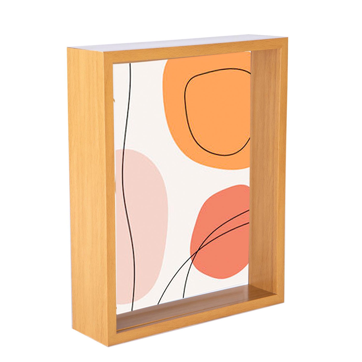 3D Deep Box Photo Frame - 8 x 10" - Light Wood
