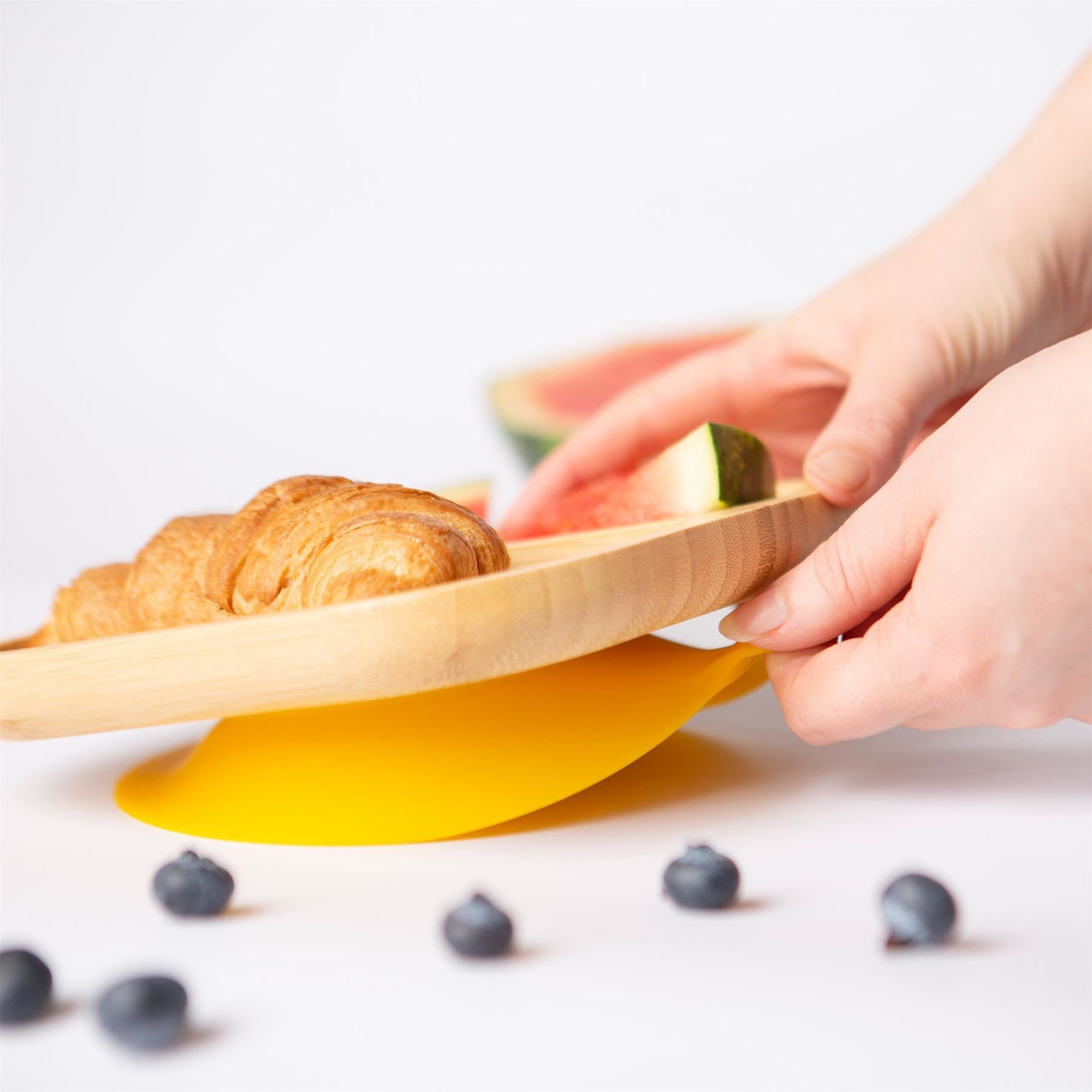 Navy Blue Divided Bamboo Suction Plate
