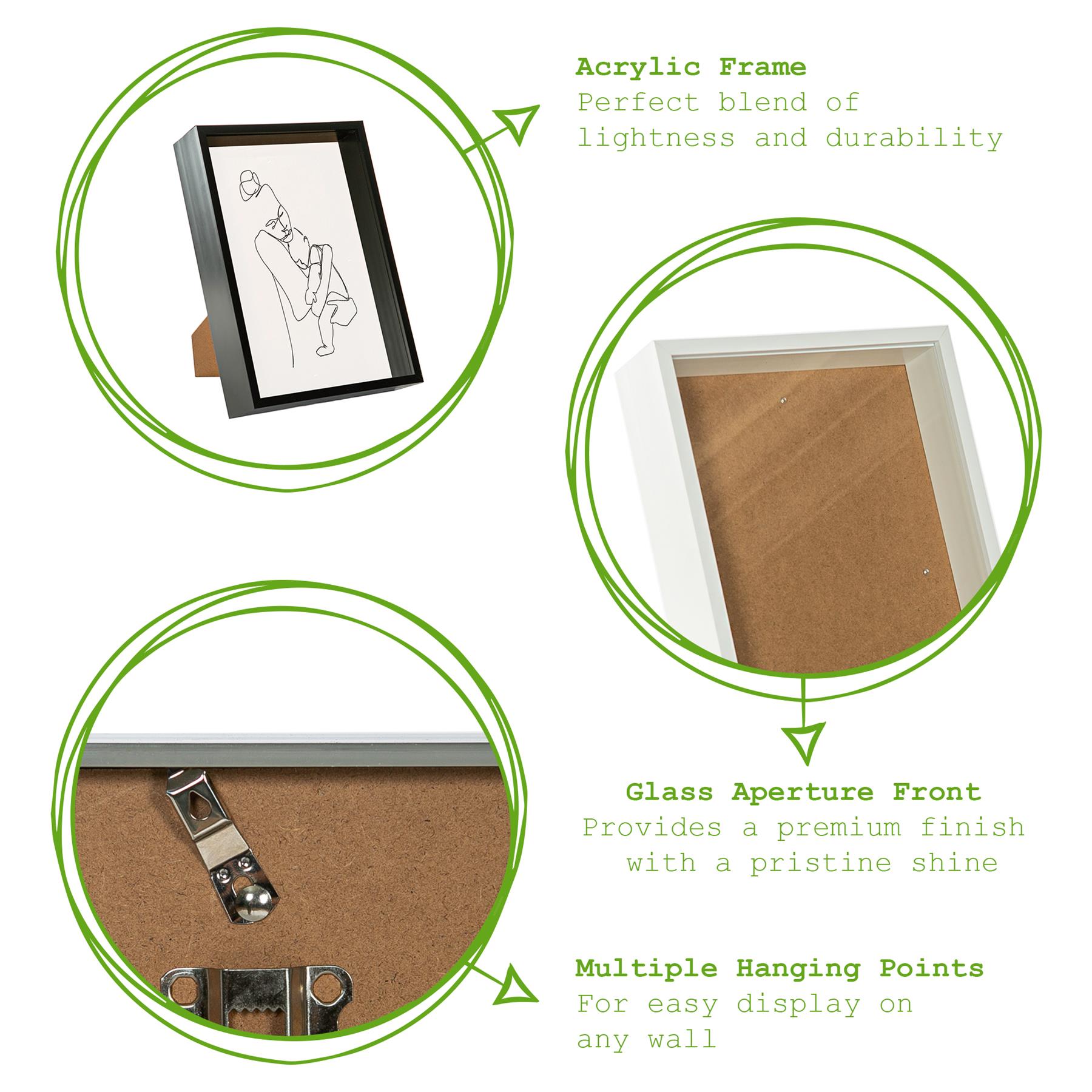 3D Deep Box Photo Frame - A4 (8 x 12") - Black