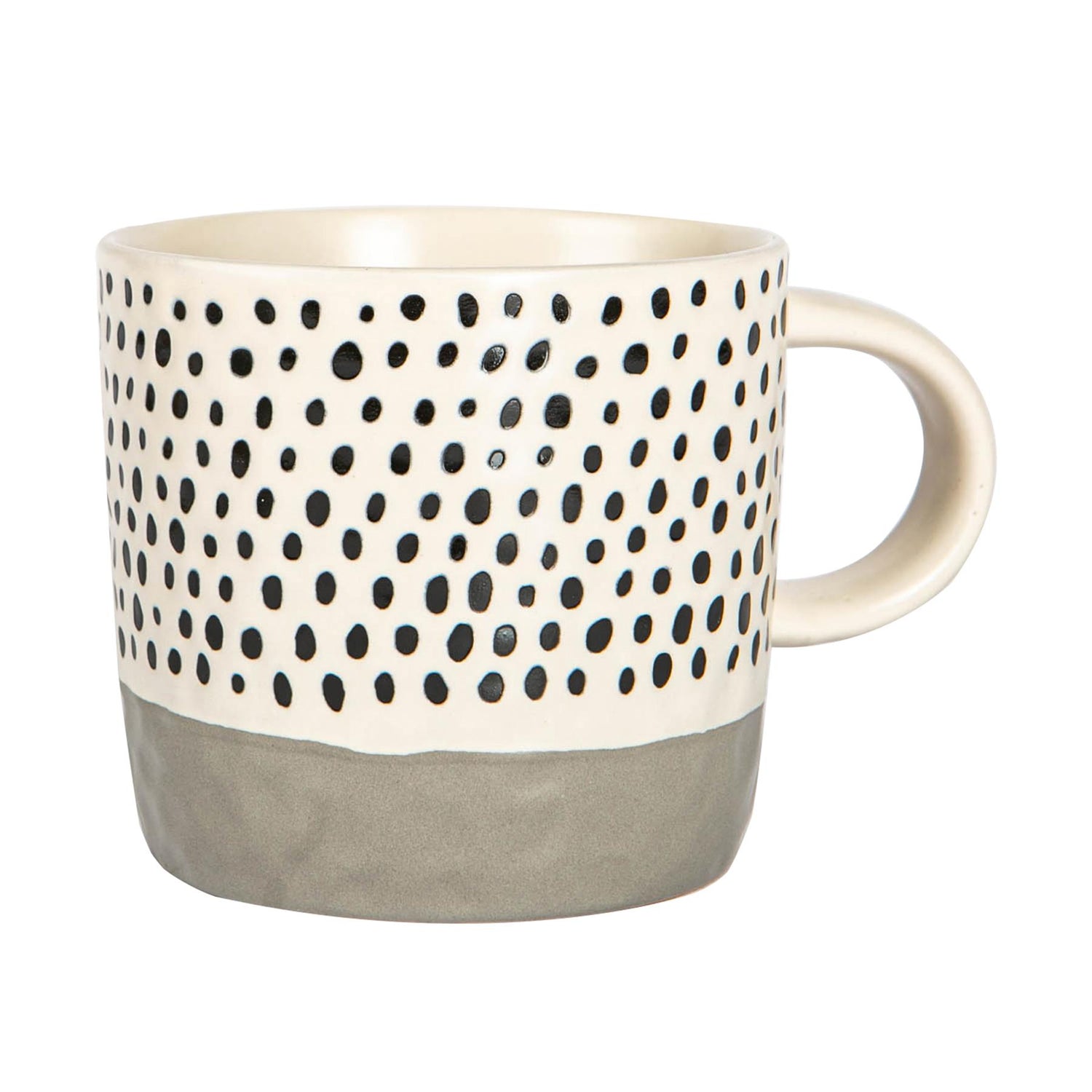 Dipped Stoneware Dots Coffee Mug - 385ml - Grey