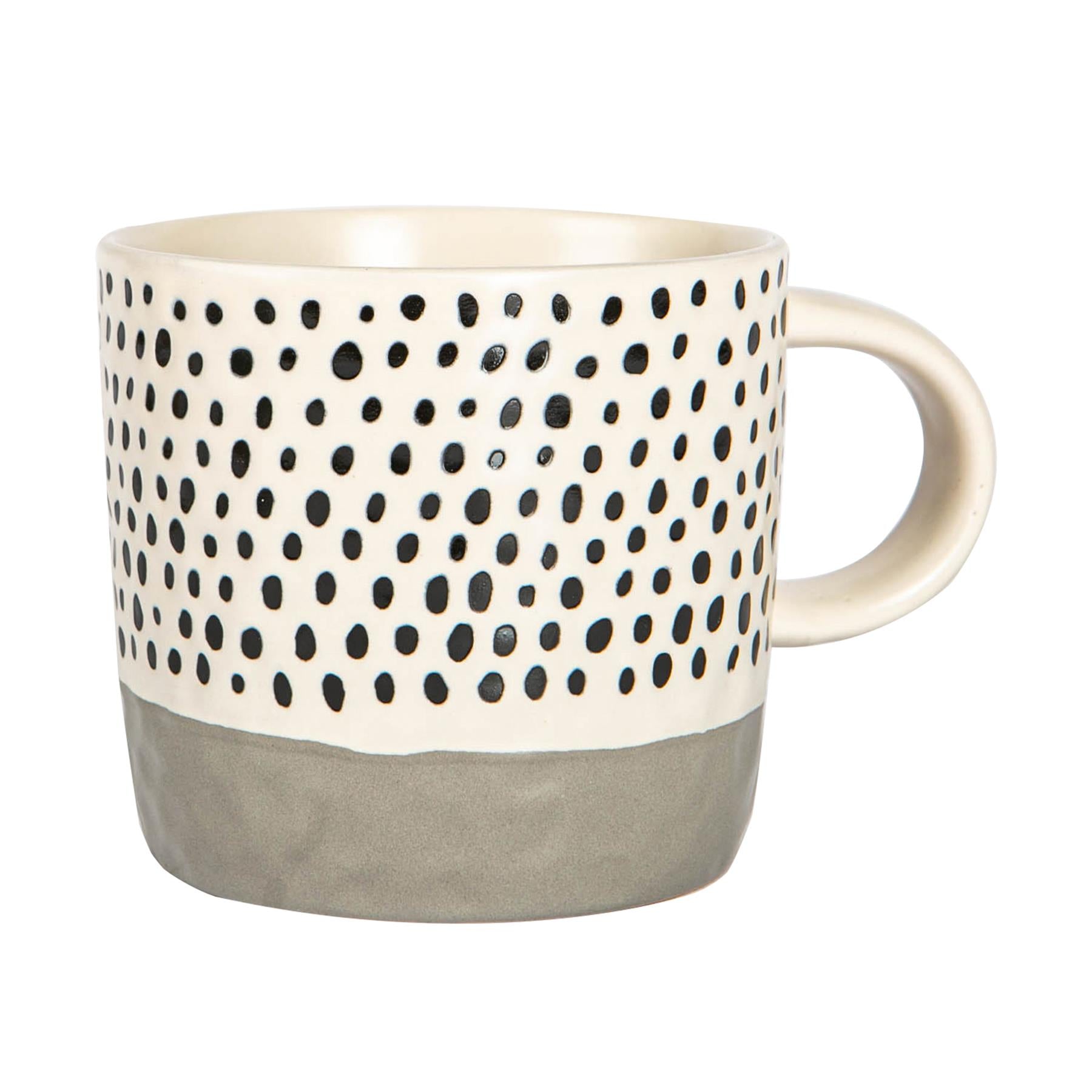 Dipped Stoneware Dots Coffee Mug - 385ml - Grey