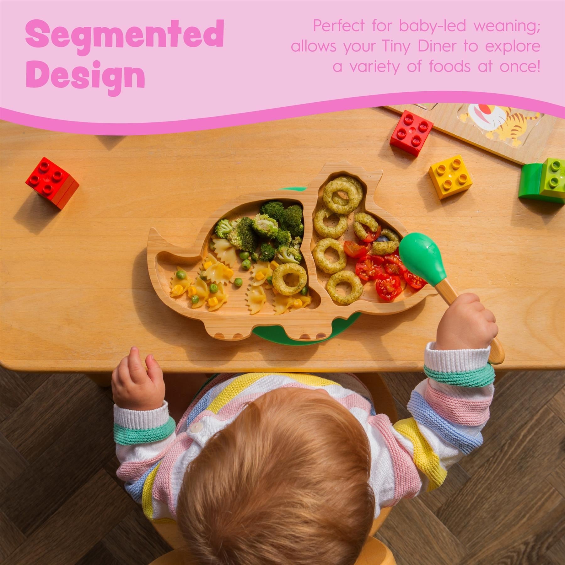 Beige Dinosaur Bamboo Suction Plate
