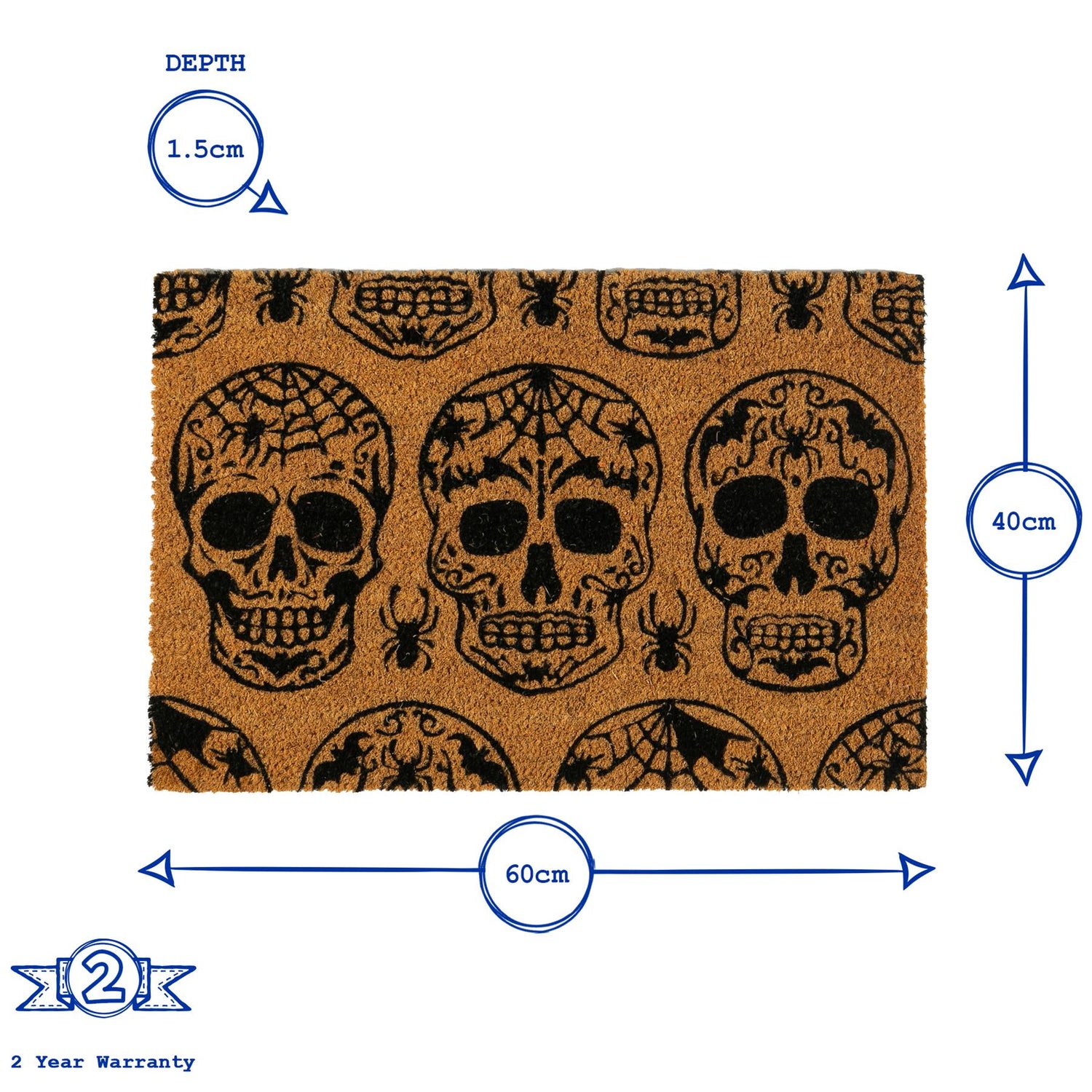 Non-Slip Halloween Door Mat - 60 x 40cm - Day of the Dead