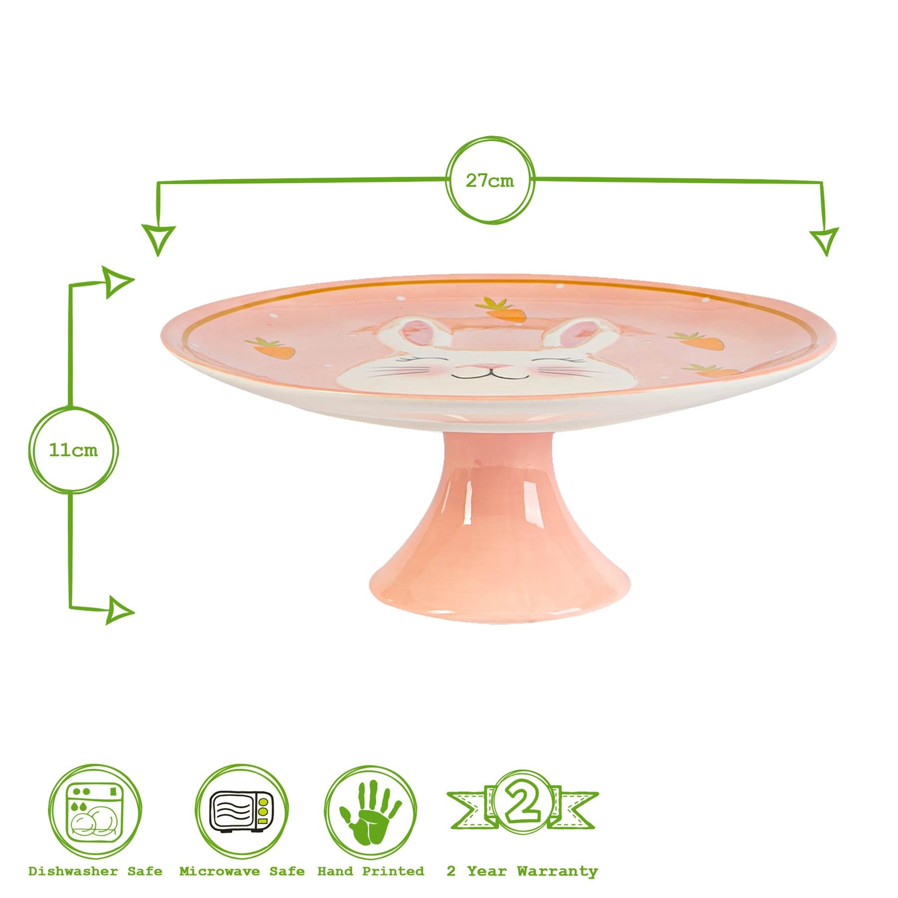 Pink Bunny Cake Stand - 27cm - Pink