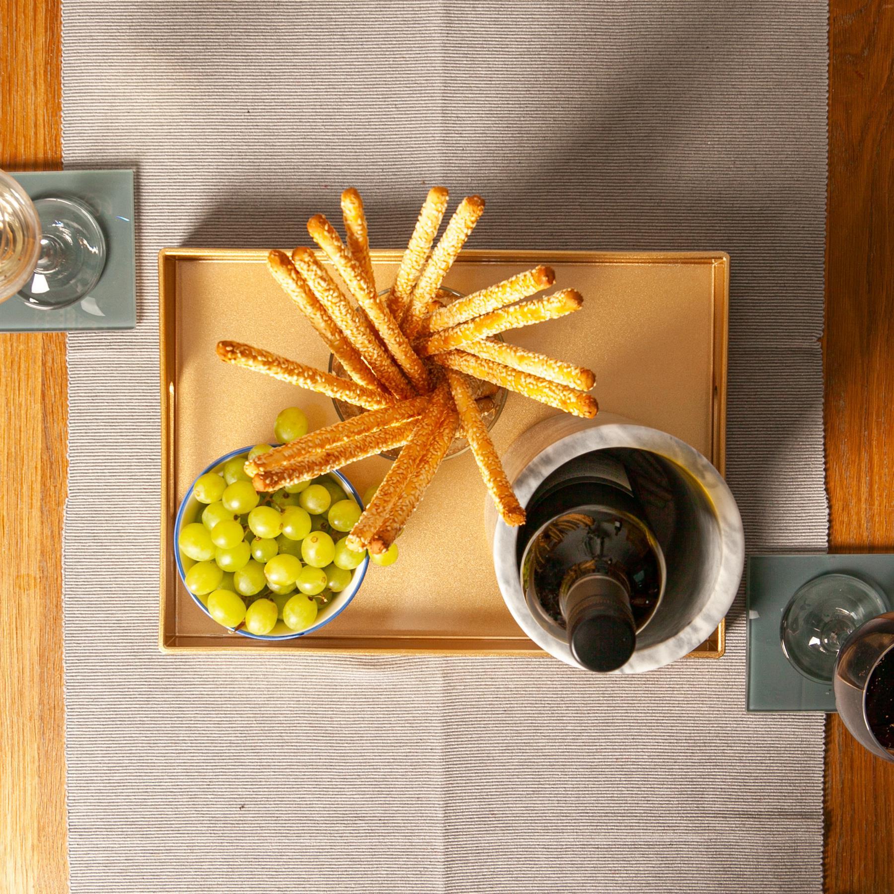 Rectangle Serving Tray - Centre Piece - 34.5cm - Gold