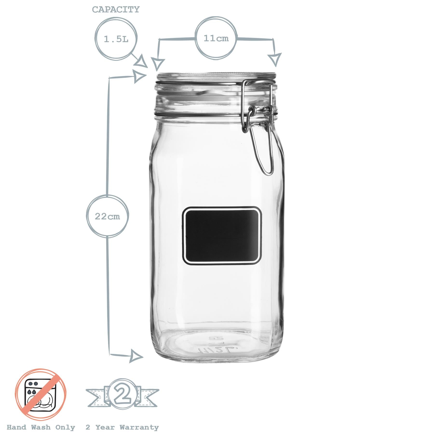 Bormioli Rocco Lavagna Glass Storage Jar with Chalkboard Label - 1.5L