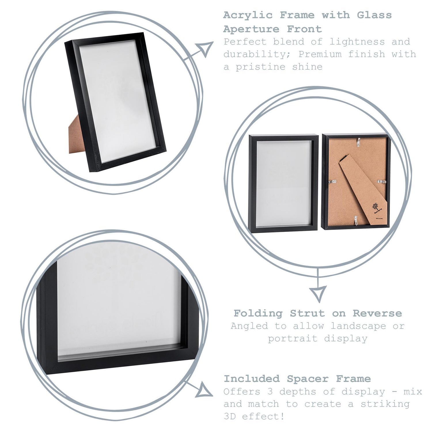 Nicola Spring Acrylic Box Photo Frame - White - 8 x 12 (A4)