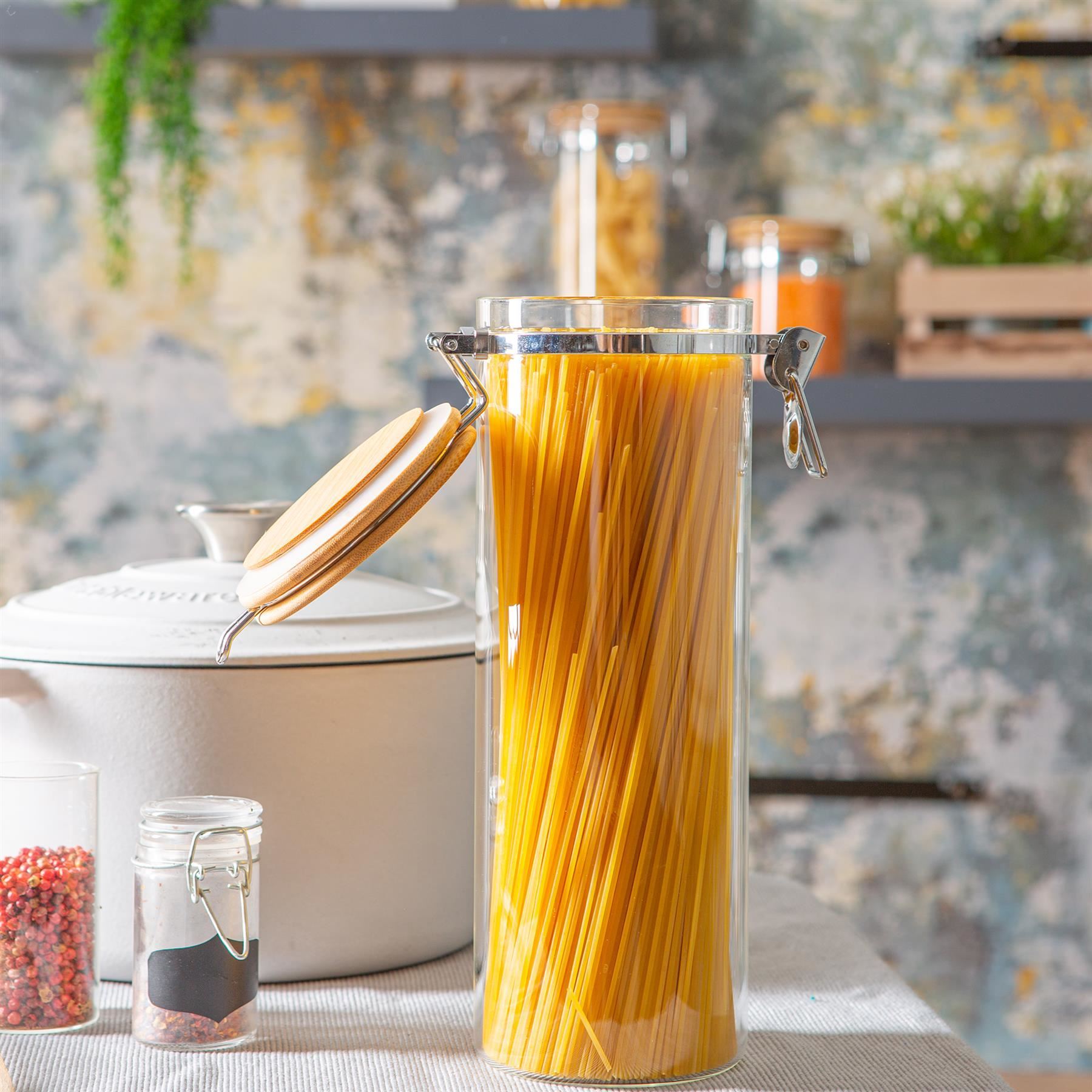Glass Storage Jar with Wooden Clip Lid - 1.75 Litre
