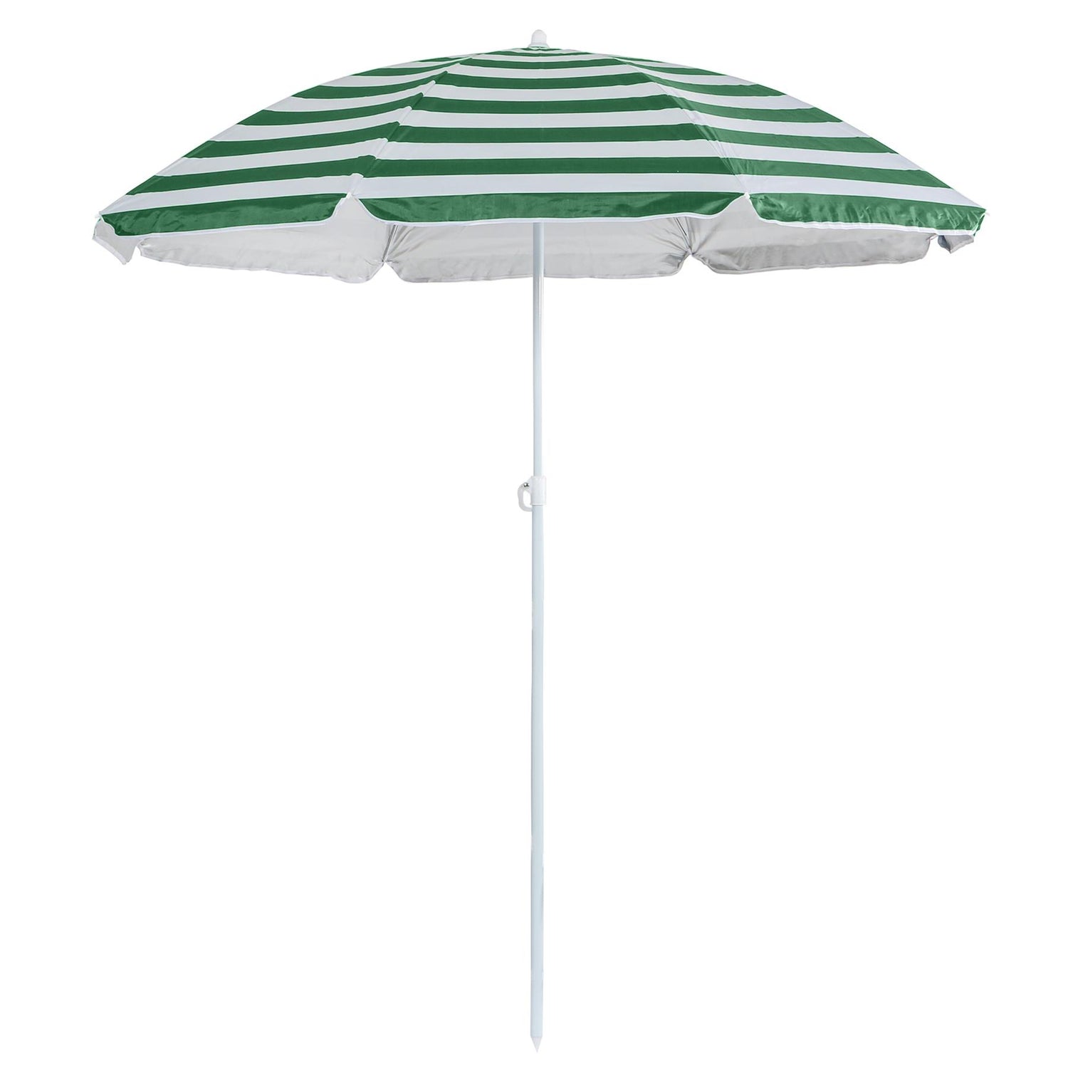 Green Stripe 1.8m Metal Beach Parasol - By Harbour Housewares