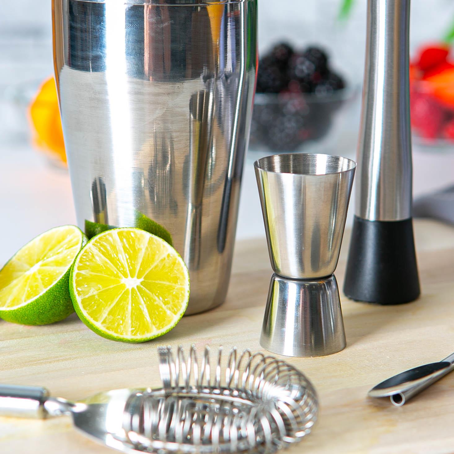 5 Piece Manhattan Cocktail Shaker Set - Silver