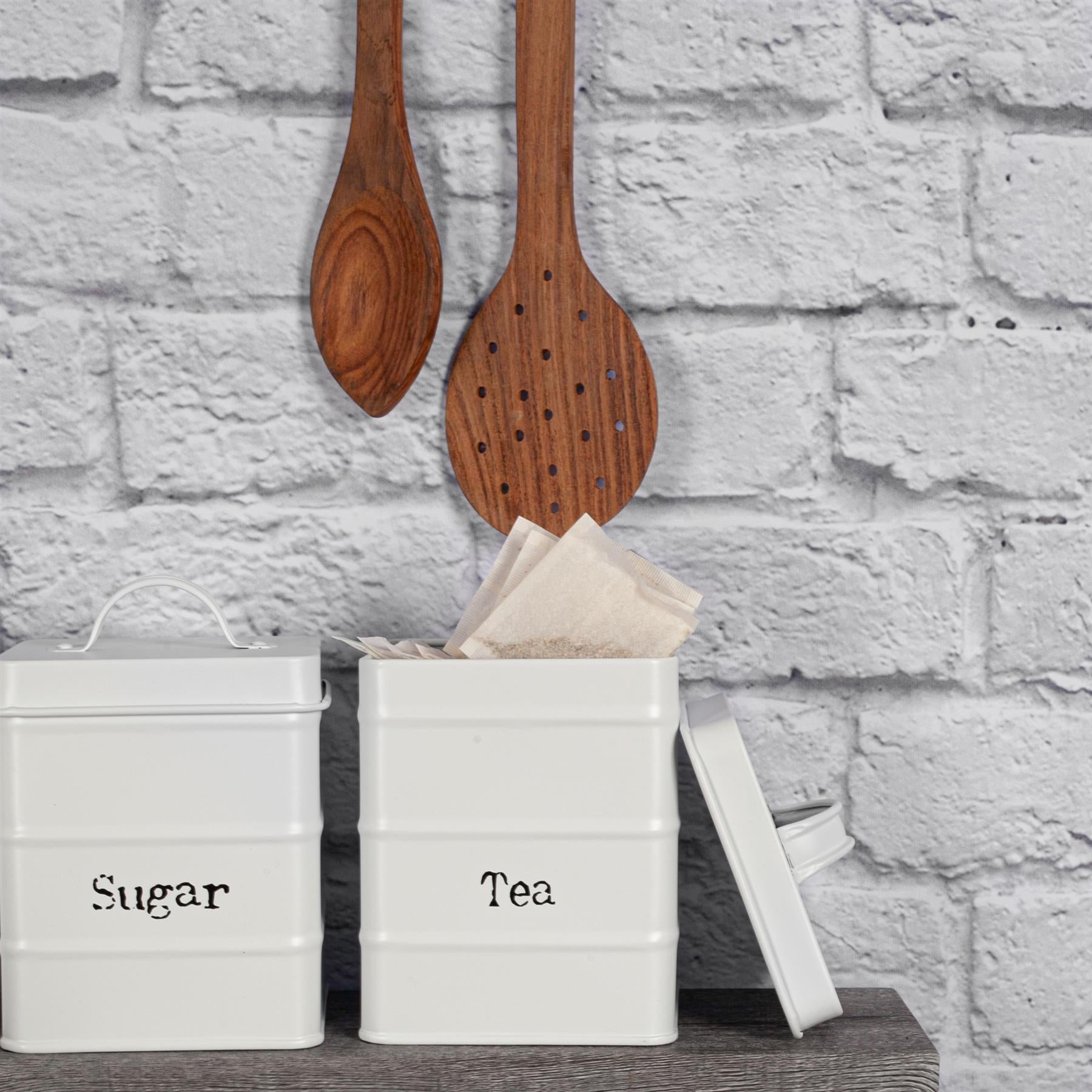 Harbour Housewares Vintage Tea Storage Canister - Matte White