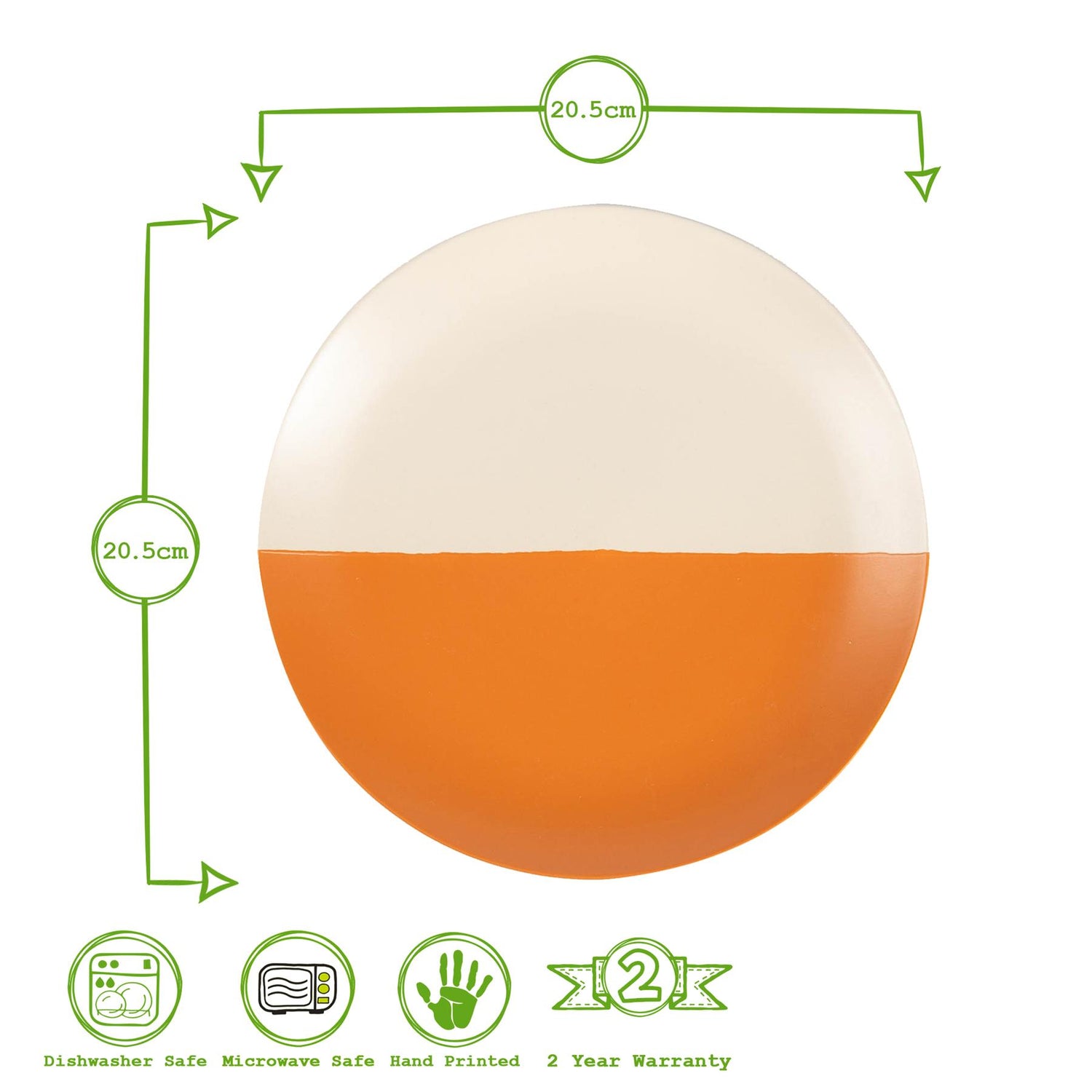 Dipped Stoneware Side Plate - 20.5cm - Burnt Orange