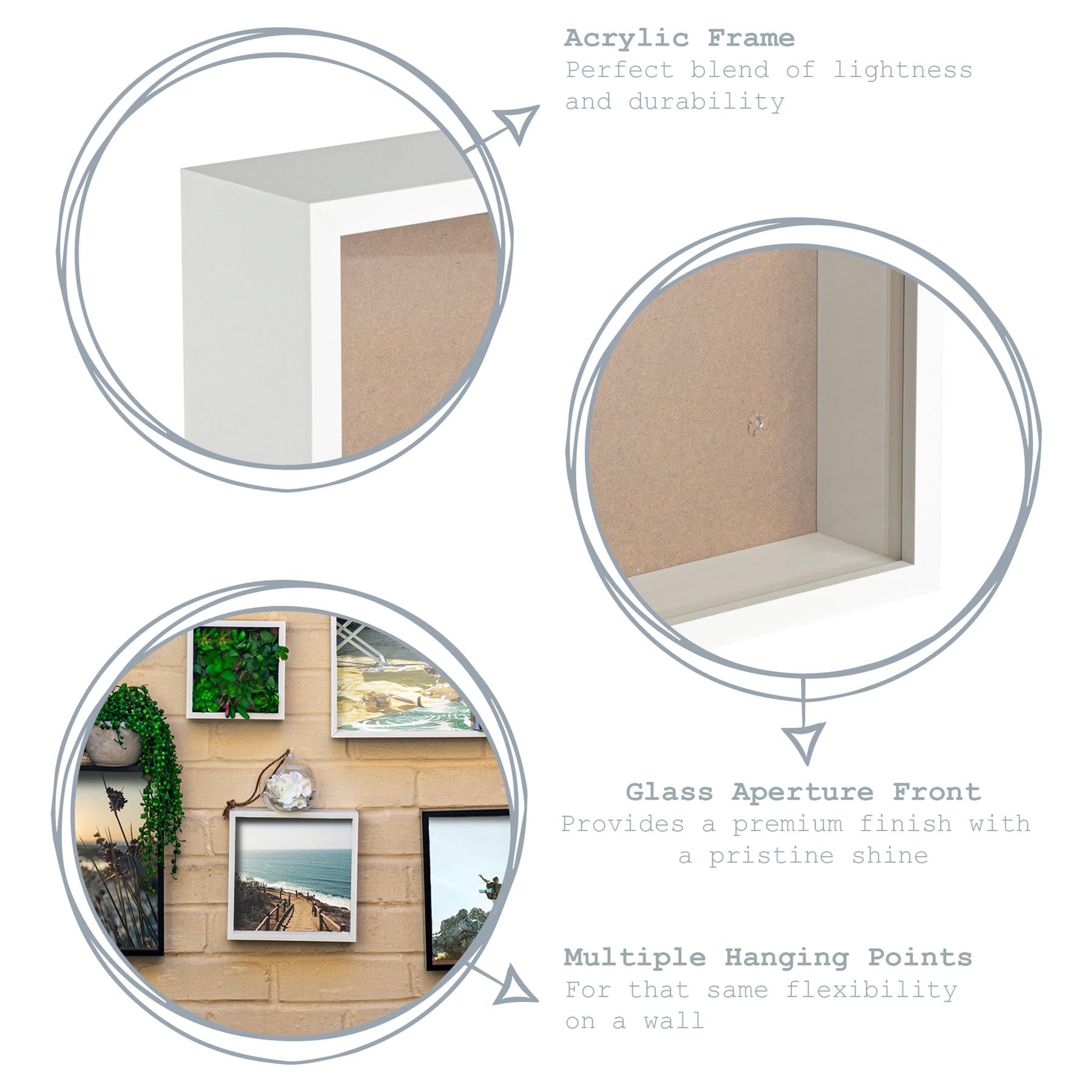 Nicola Spring Deep Box Photo Frame - 8 x 8 - White
