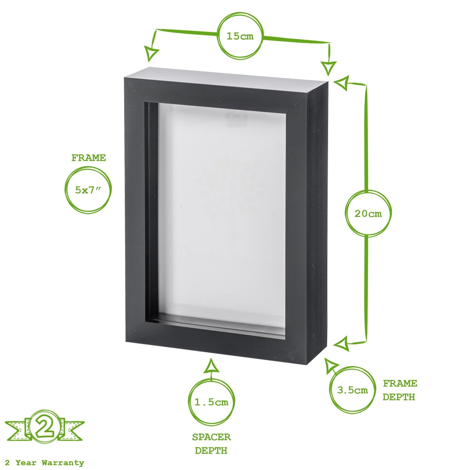 5" x 7" 3D Box Photo Frame - White - by Nicola Spring