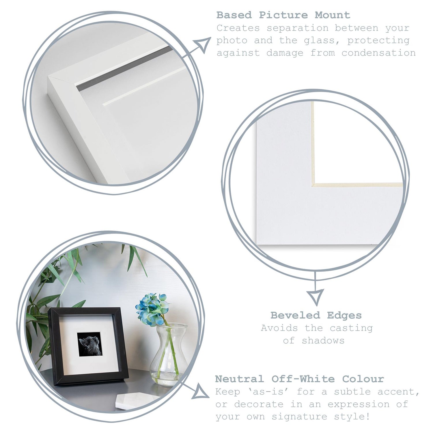 Nicola Spring Picture Mount for 4 x 4" Frame | Photo Size 2 x 2" - White
