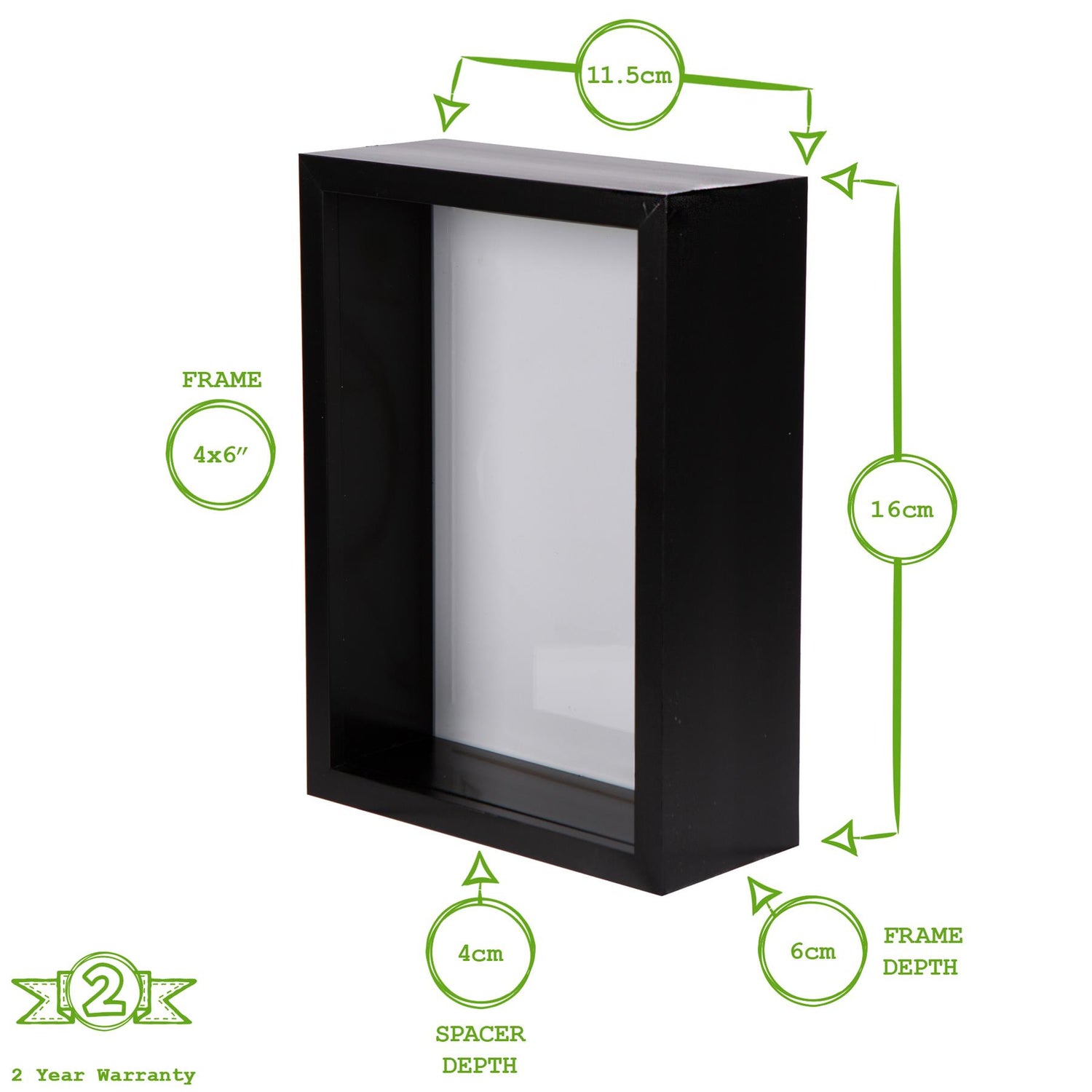 4" x 6" 3D Deep Box Photo Frame - White