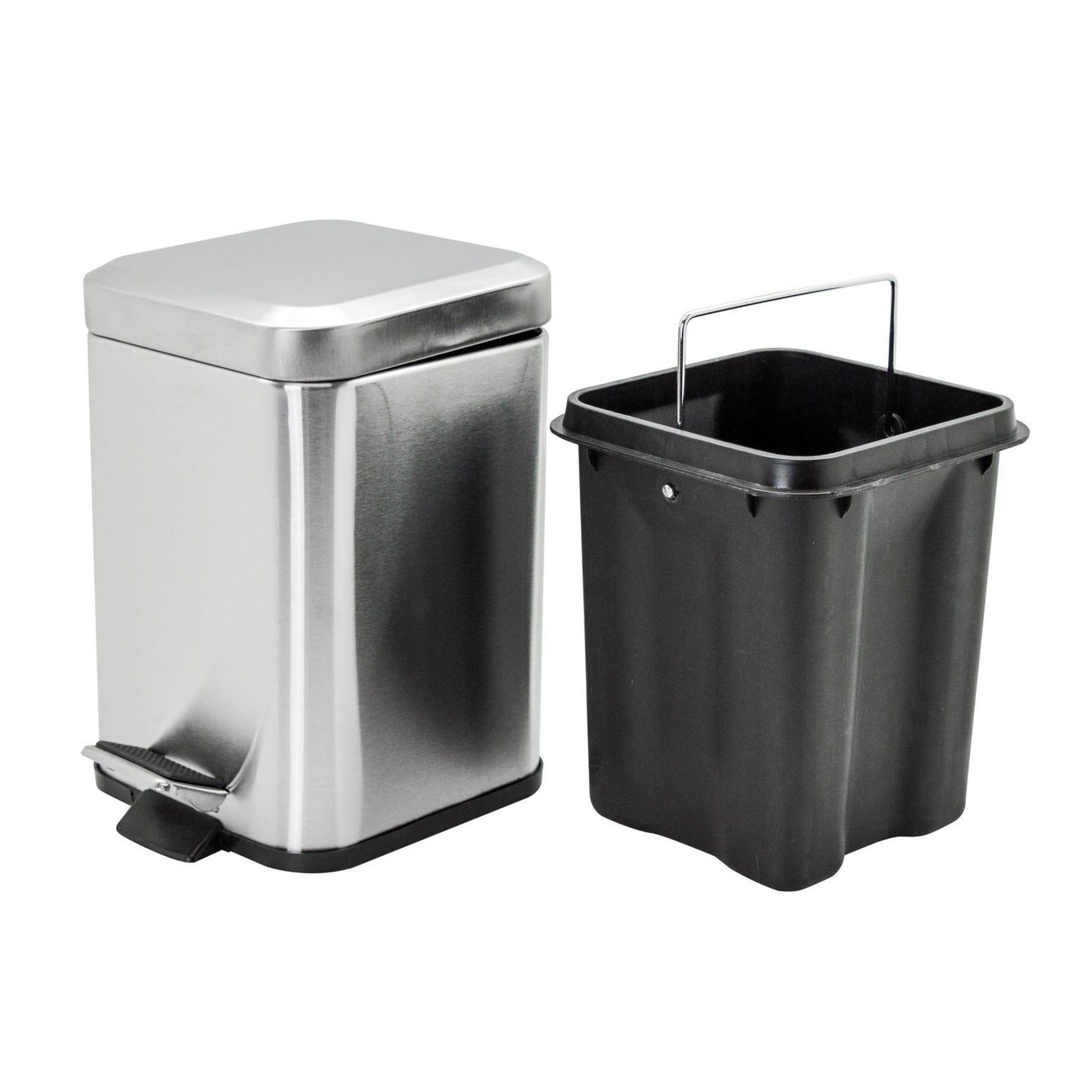 Harbour Housewares Square Steel Bathroom Pedal Bin - 3 Litres
