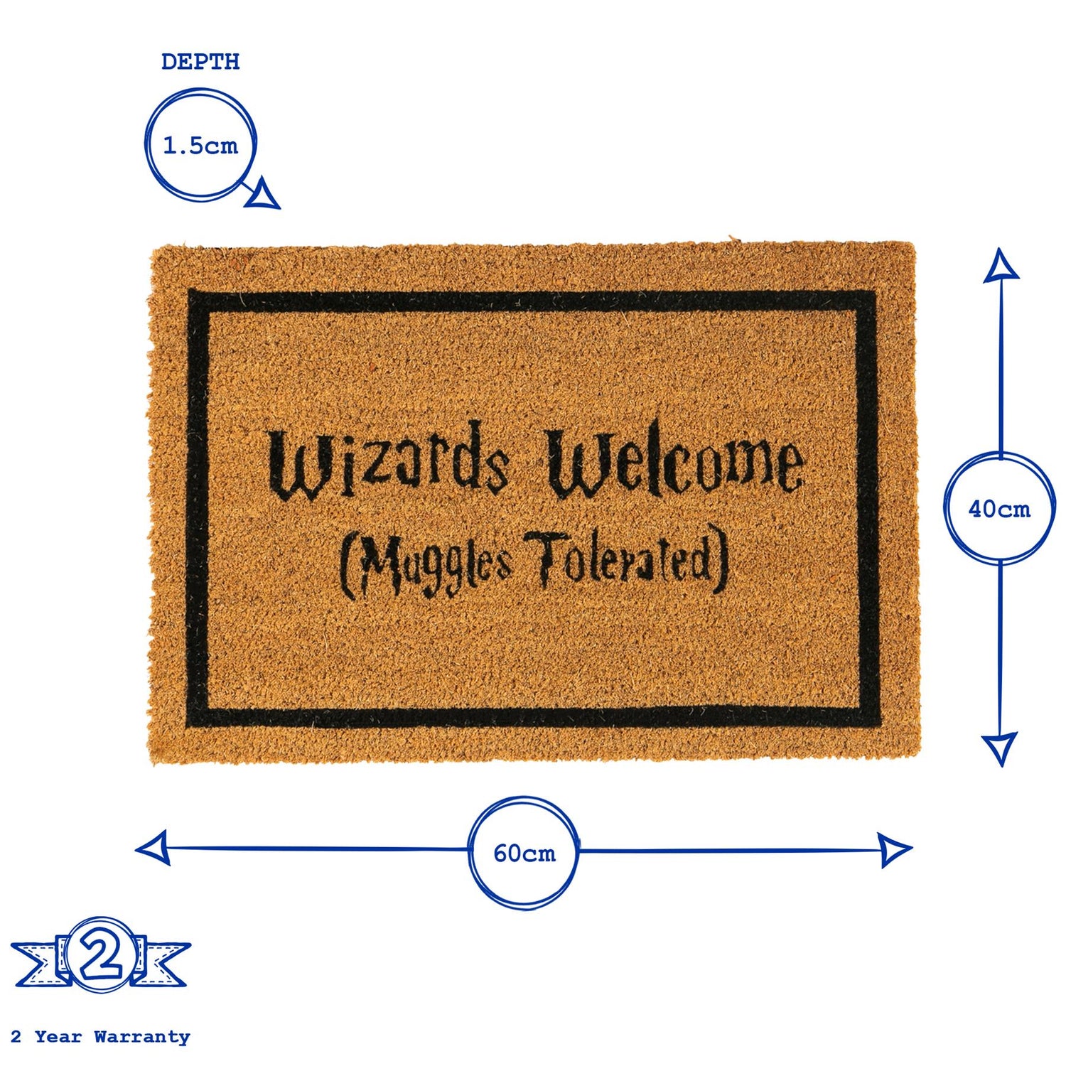 Non-Slip Halloween Door Mat - 60 x 40cm - Wizards Welcome