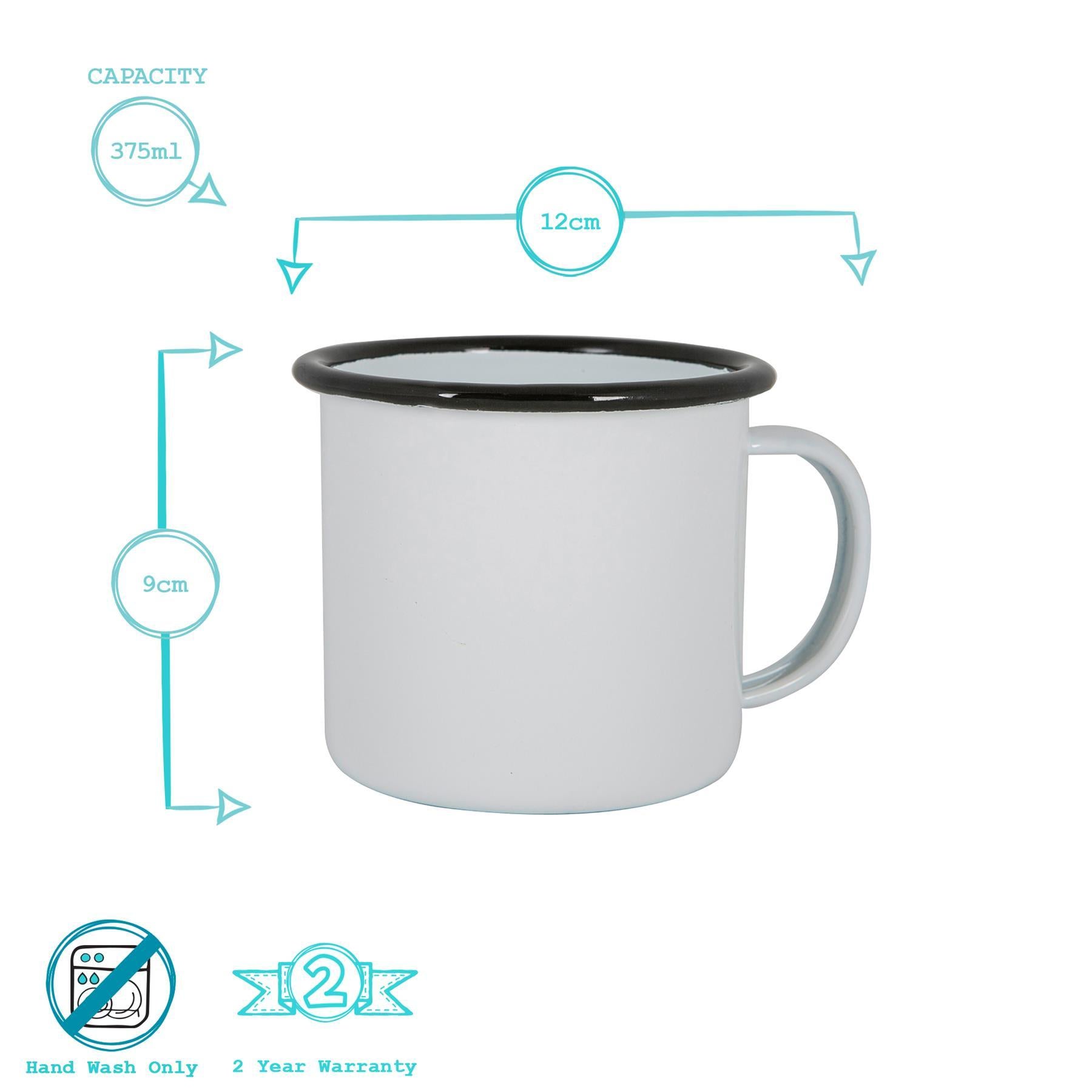 White Enamel Mug - 375ml - Black