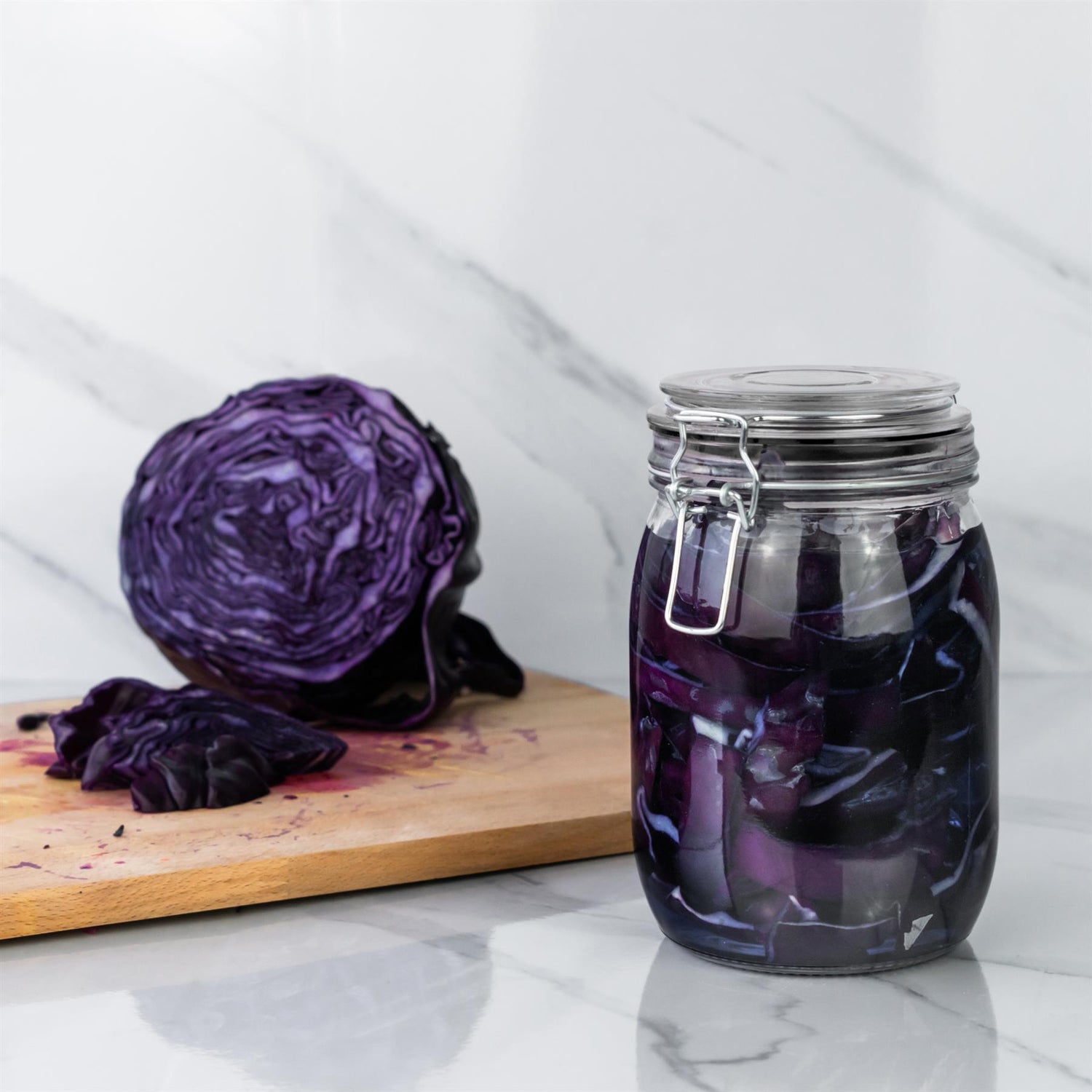 Argon Tableware Glass Storage Jar - 1 Litre - Black Seal