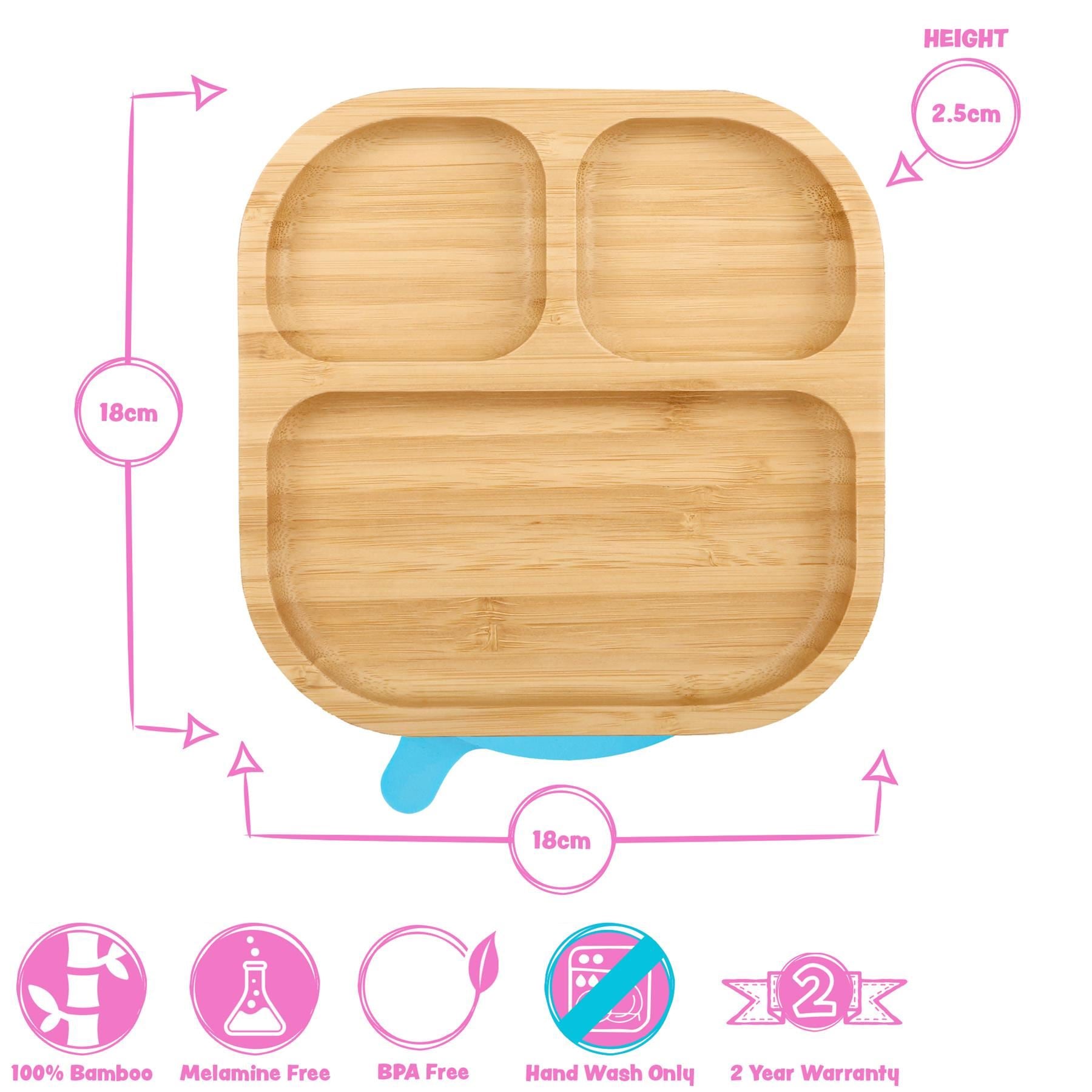Navy Blue Divided Bamboo Suction Plate