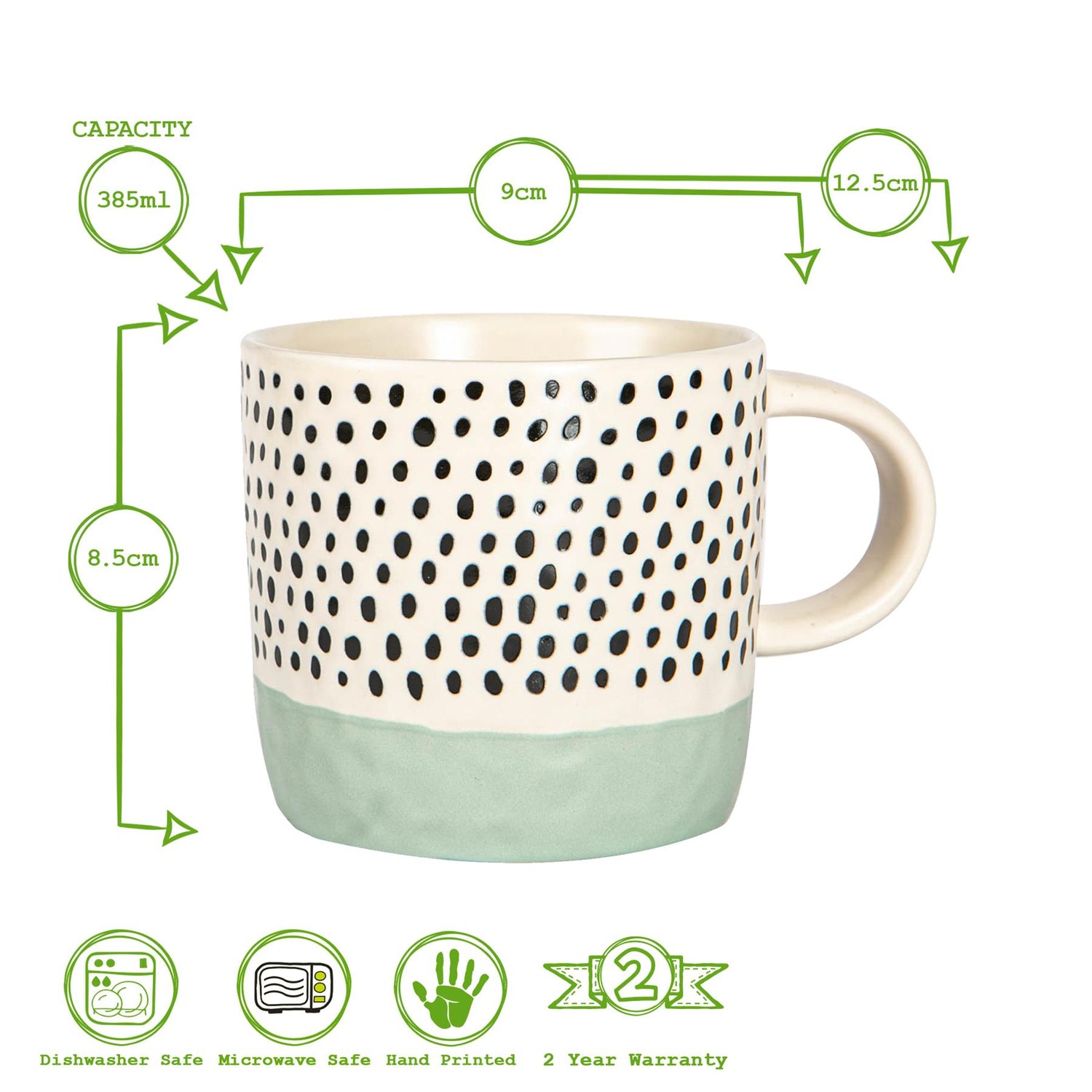 Dipped Stoneware Dots Coffee Mug - 385ml - Blue