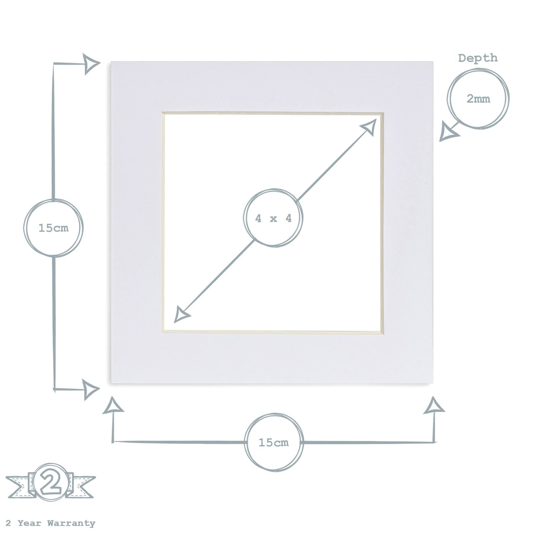 Picture Mount for 6 x 6 Frame | Photo Size 4 x 4 - Grey