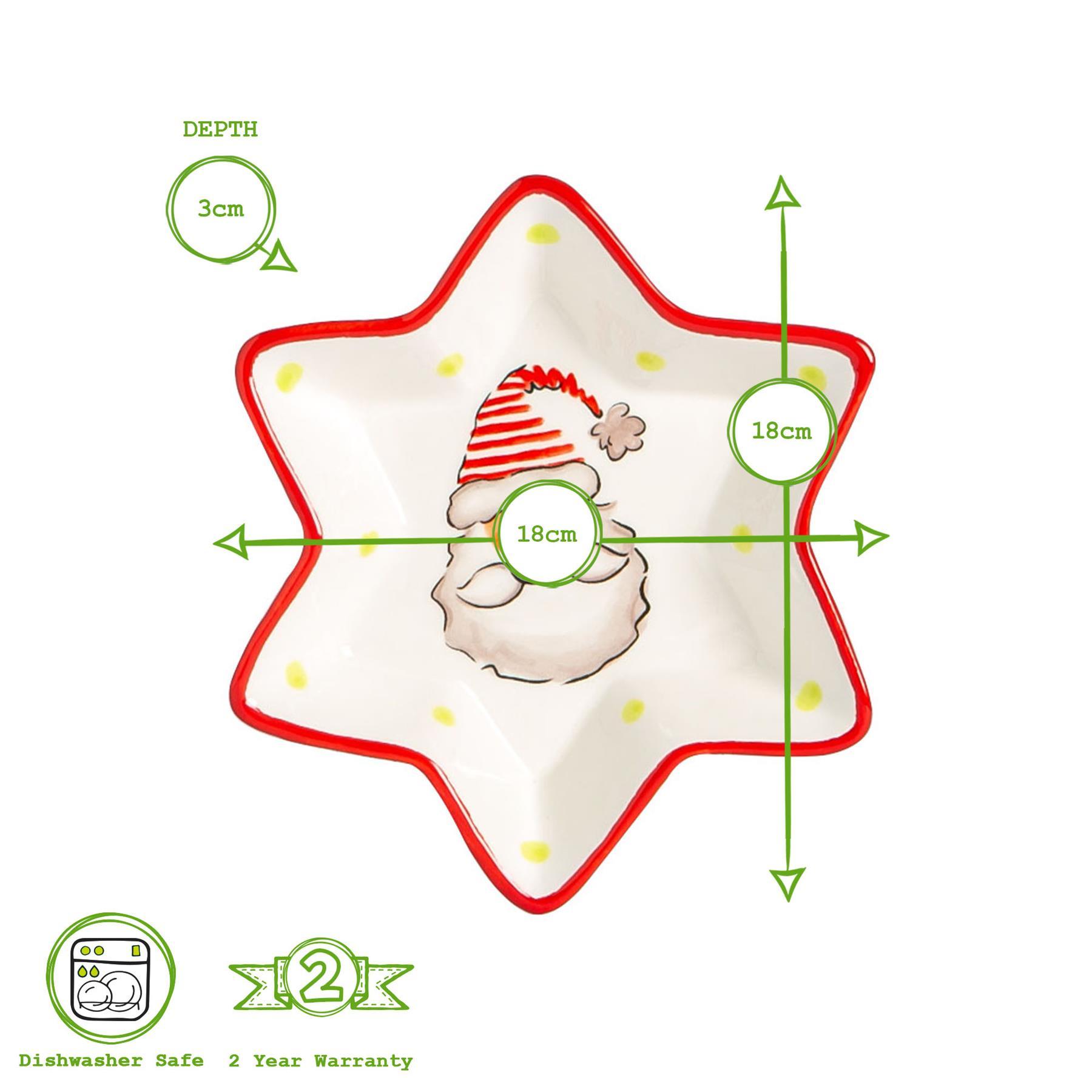 Father Christmas Stoneware Star Serving Plate - 18cm