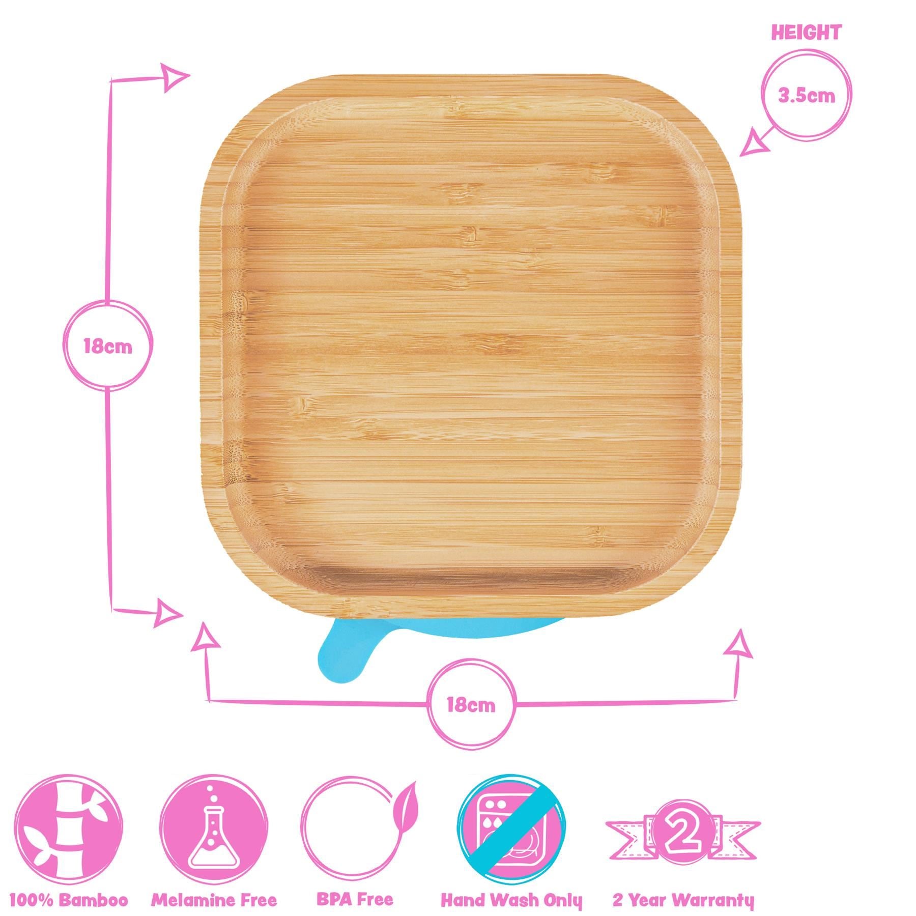 Beige Square Bamboo Suction Plate