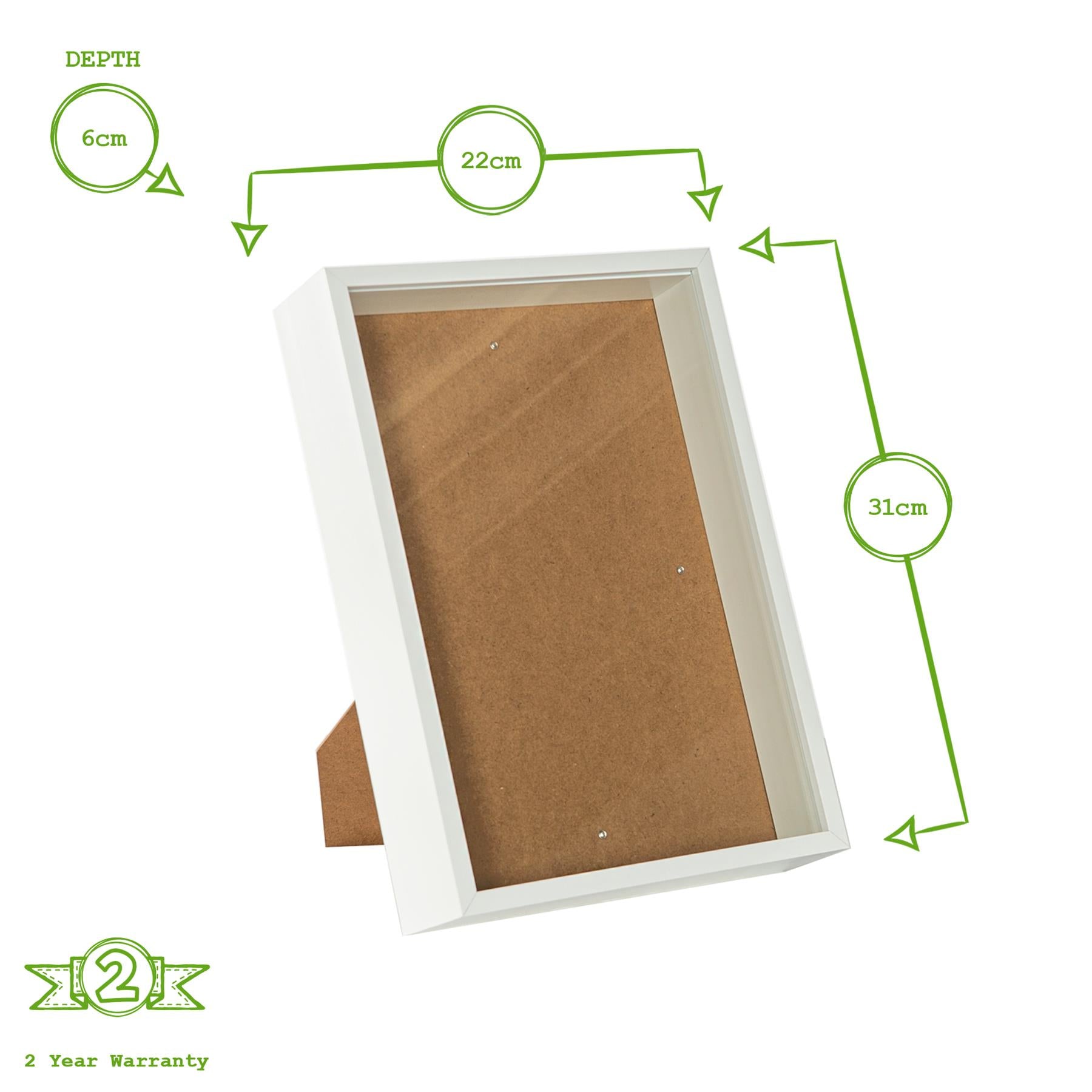 3D Deep Box Photo Frame - A4 (8 x 12") - White