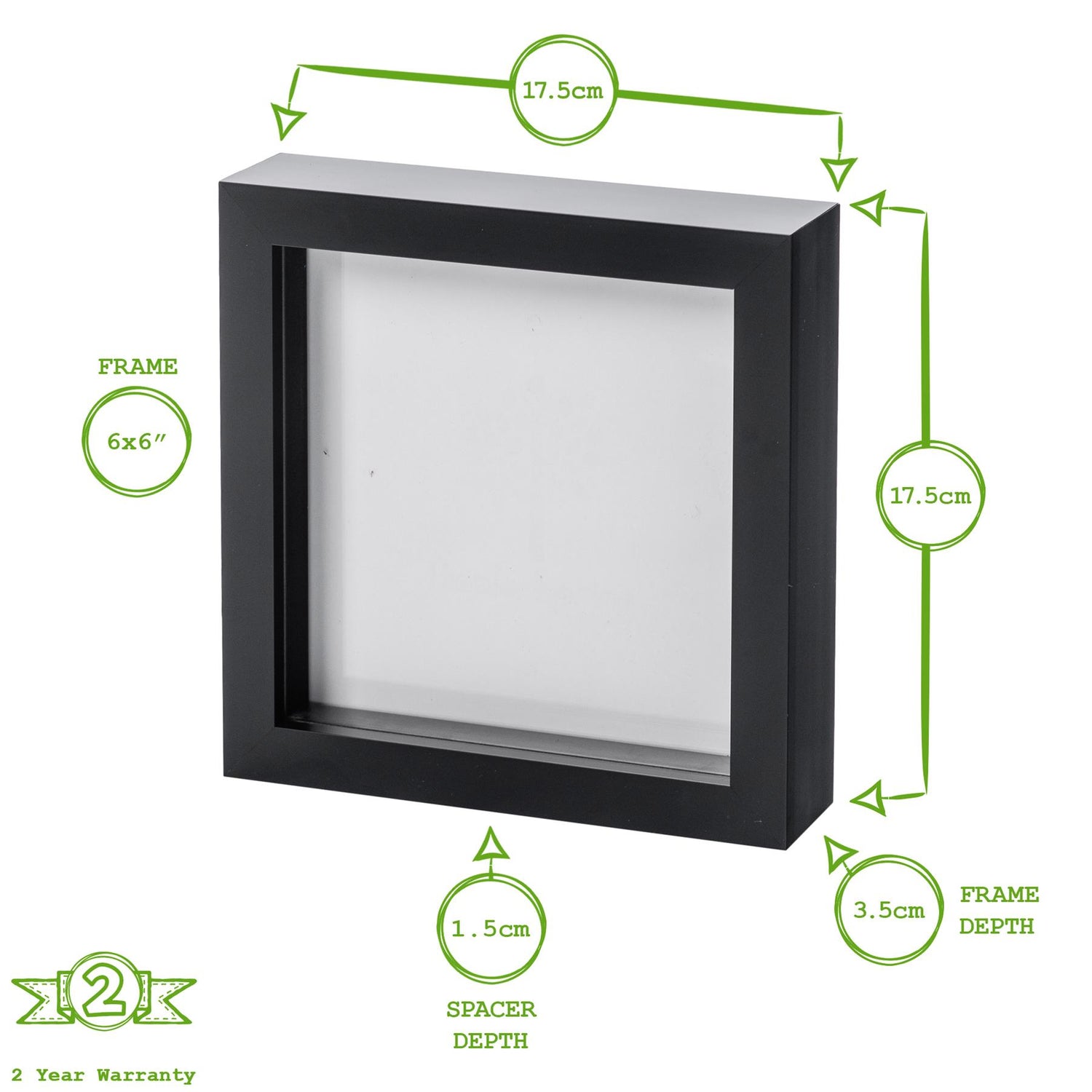 Grey 6" x 6" 3D Box Photo Frame