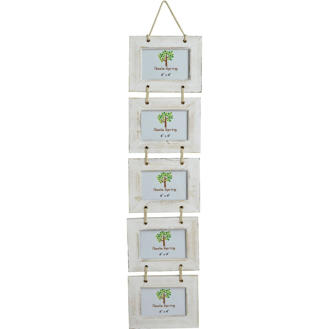 Nicola Spring Quintuple Picture Wooden Hanging Picture Frame - 6x4 - White