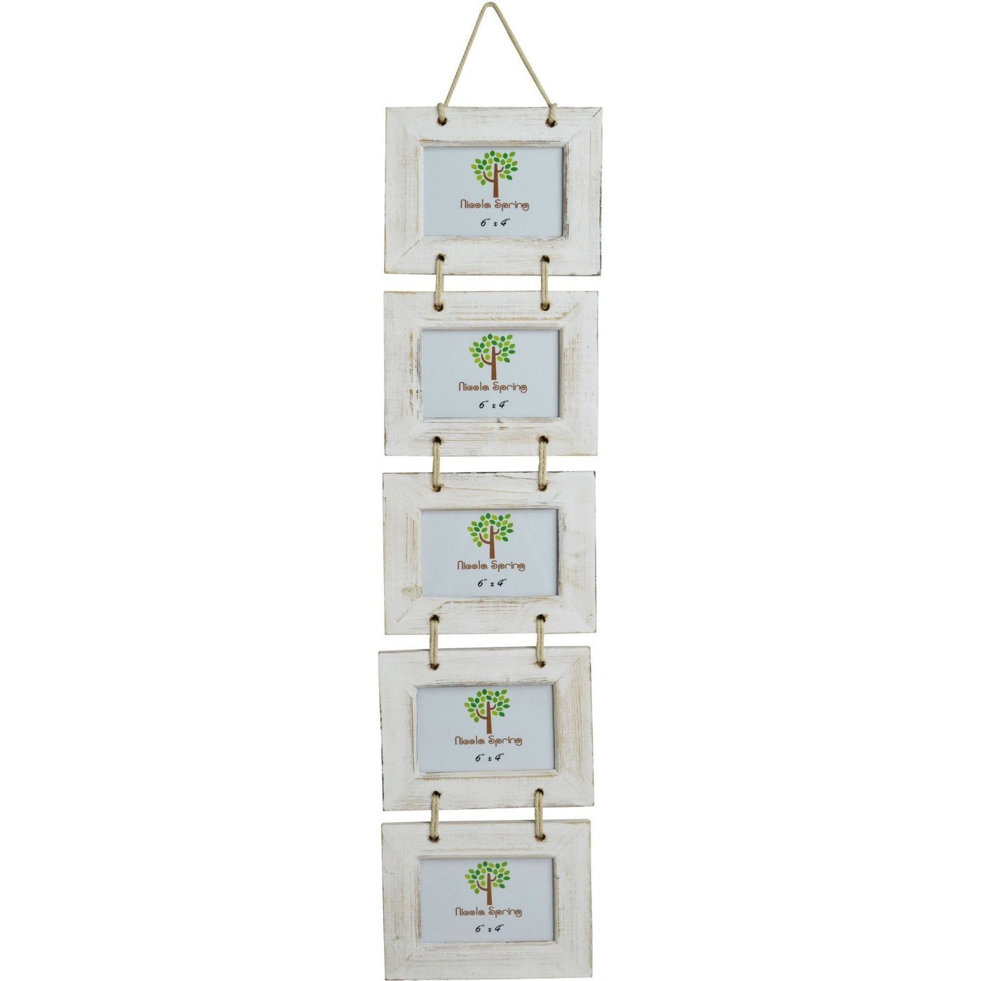 Nicola Spring Quintuple Picture Wooden Hanging Picture Frame - 6x4 - White