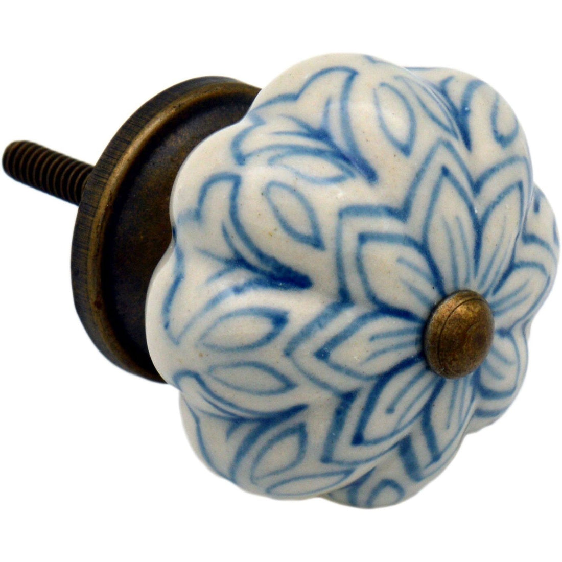 Nicola Spring Ceramic Vintage Flower Door Knob and Handle - Light Blue